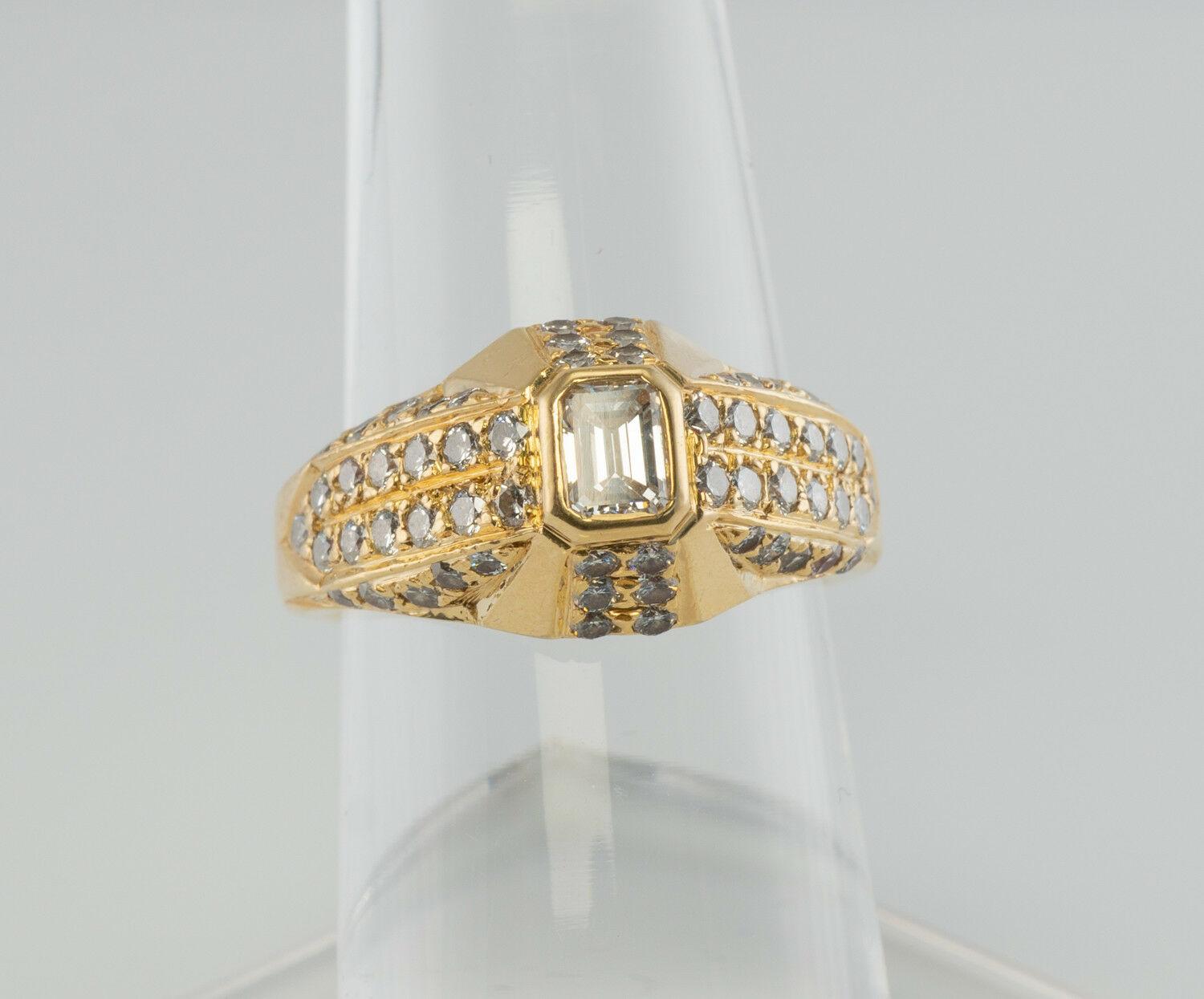 Diamond Ring 18K Gold Band Geometric .77 TDW For Sale 2