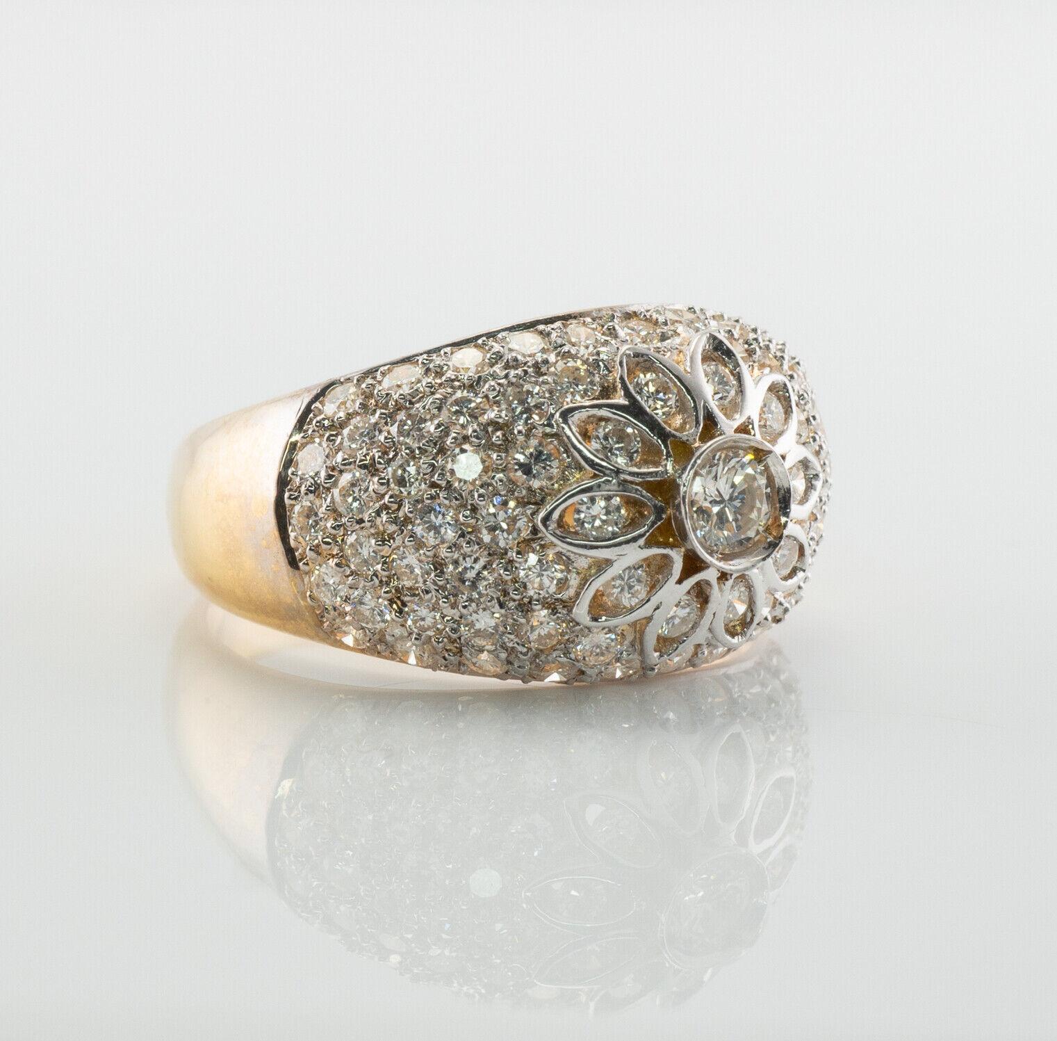 Diamond Ring 18K Gold Band Vintage Estate 1.27 TDW In Good Condition For Sale In East Brunswick, NJ
