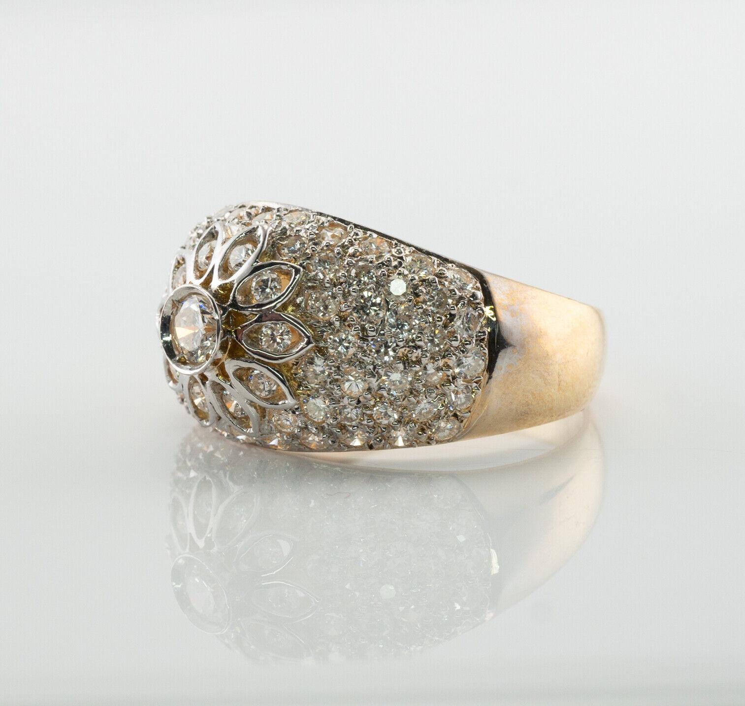 Women's Diamond Ring 18K Gold Band Vintage Estate 1.27 TDW For Sale