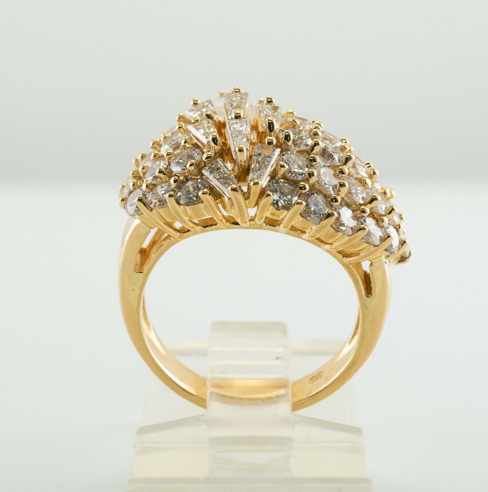 Natural Diamond Ring 18K Gold Cluster Cocktail For Sale 5