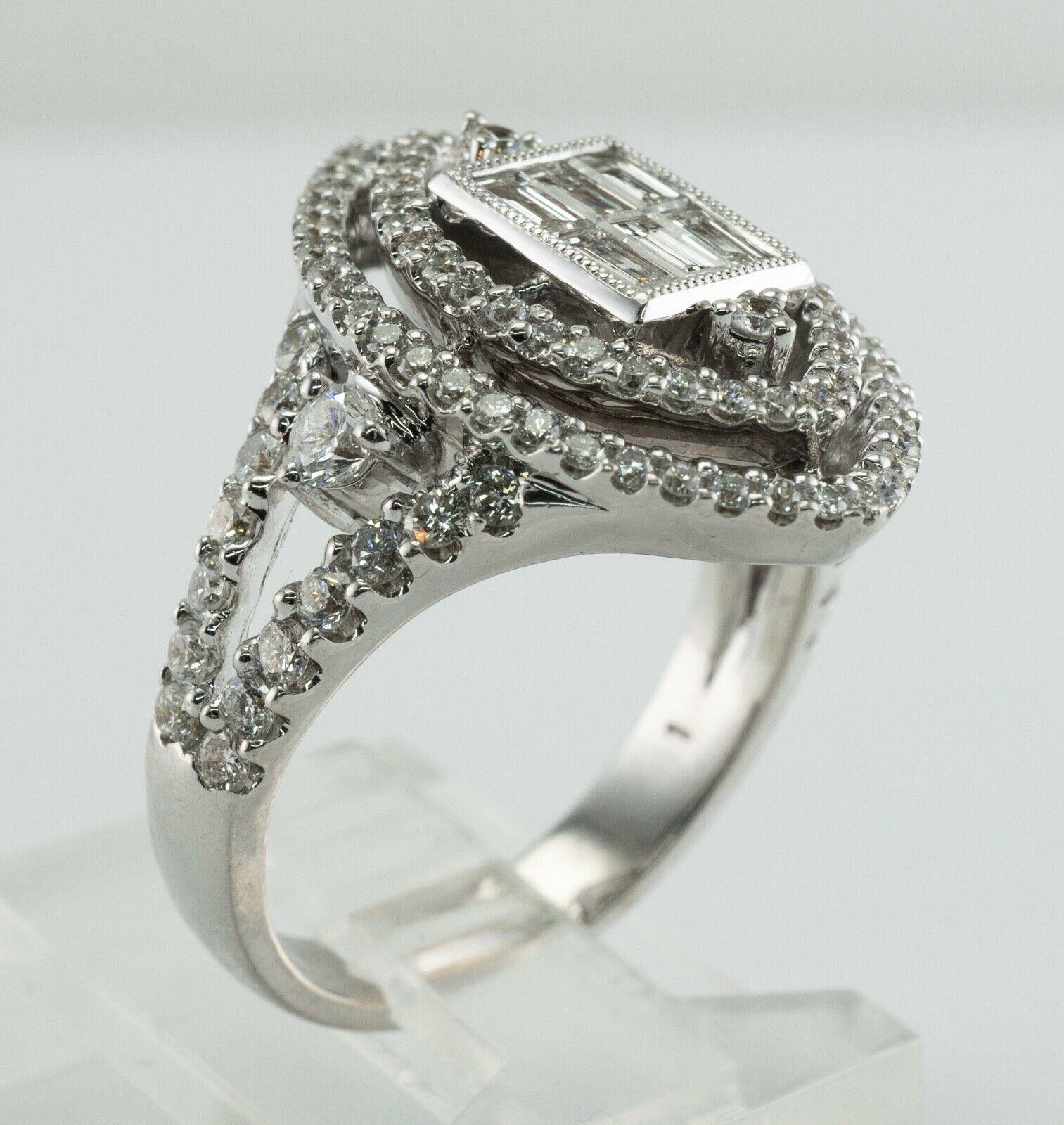 Diamond Ring 18K White Gold 1.87 TDW Cocktail Engagement For Sale 4