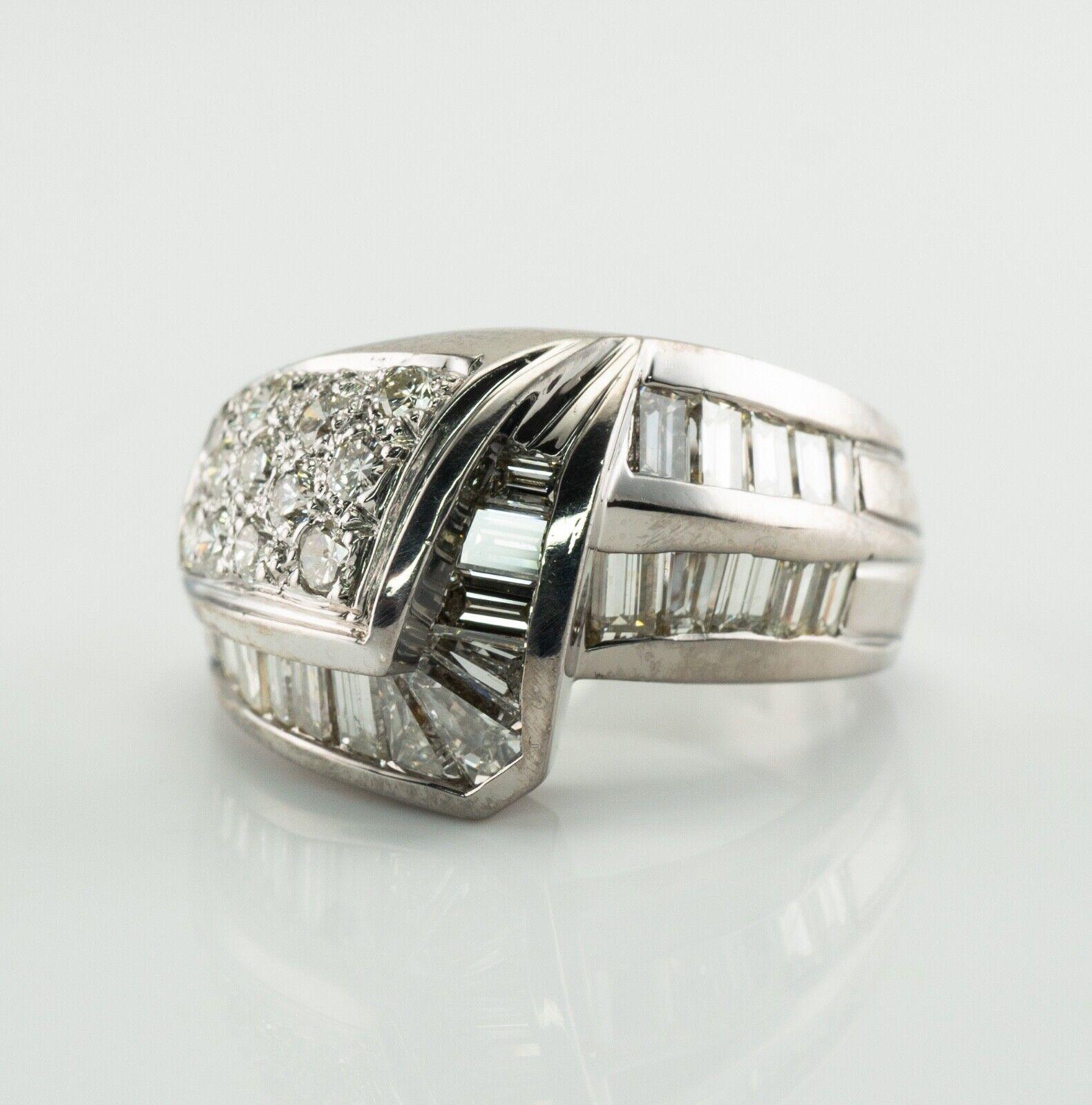 Diamond Ring 18K White Gold Band Estate 1.46 TDW For Sale 4