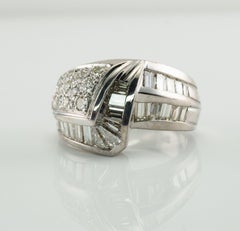 Diamond Ring 18K White Gold Band Estate 1.46 TDW