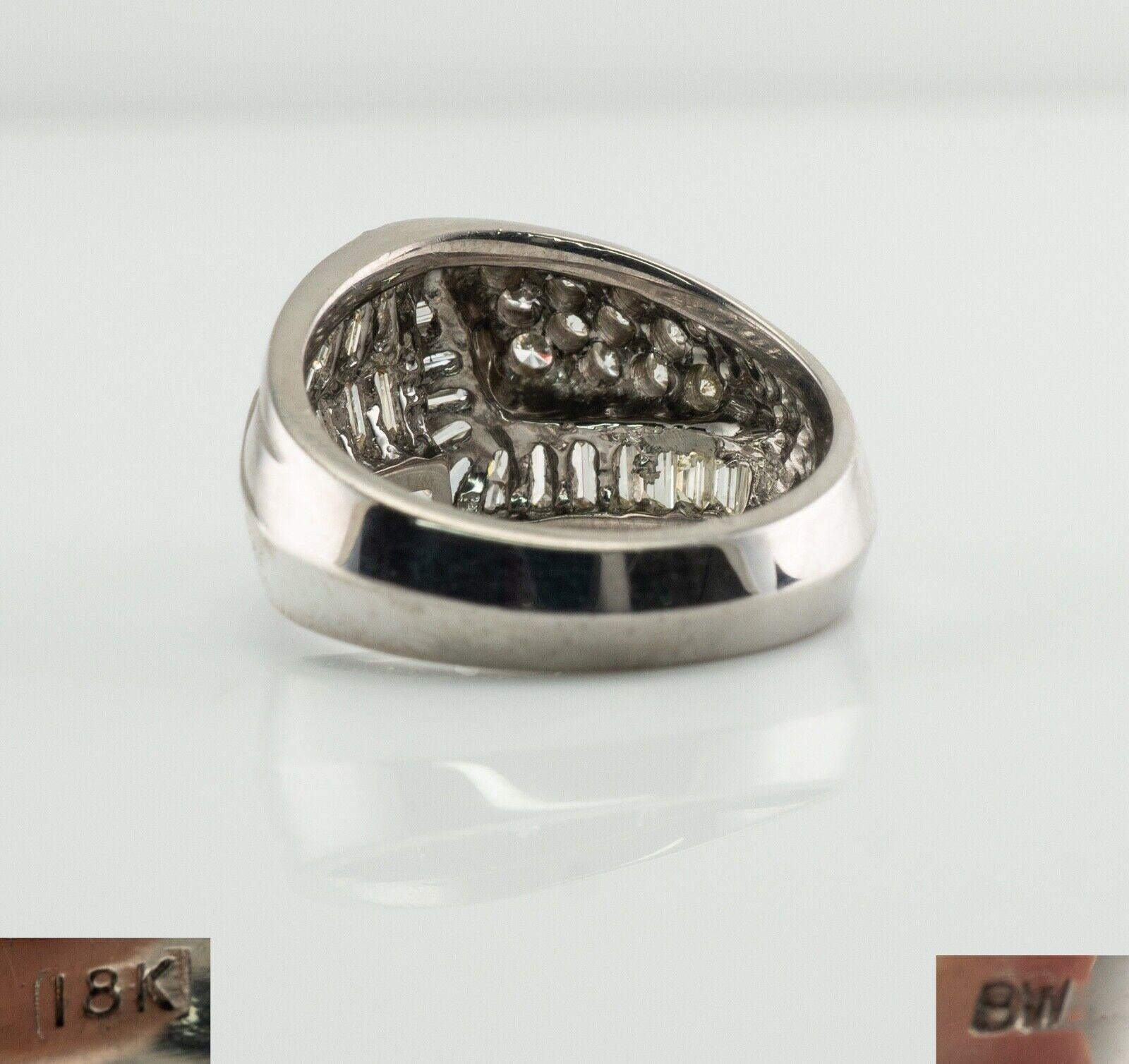 Women's Diamond Ring 18K White Gold Band Estate 1.46 TDW For Sale