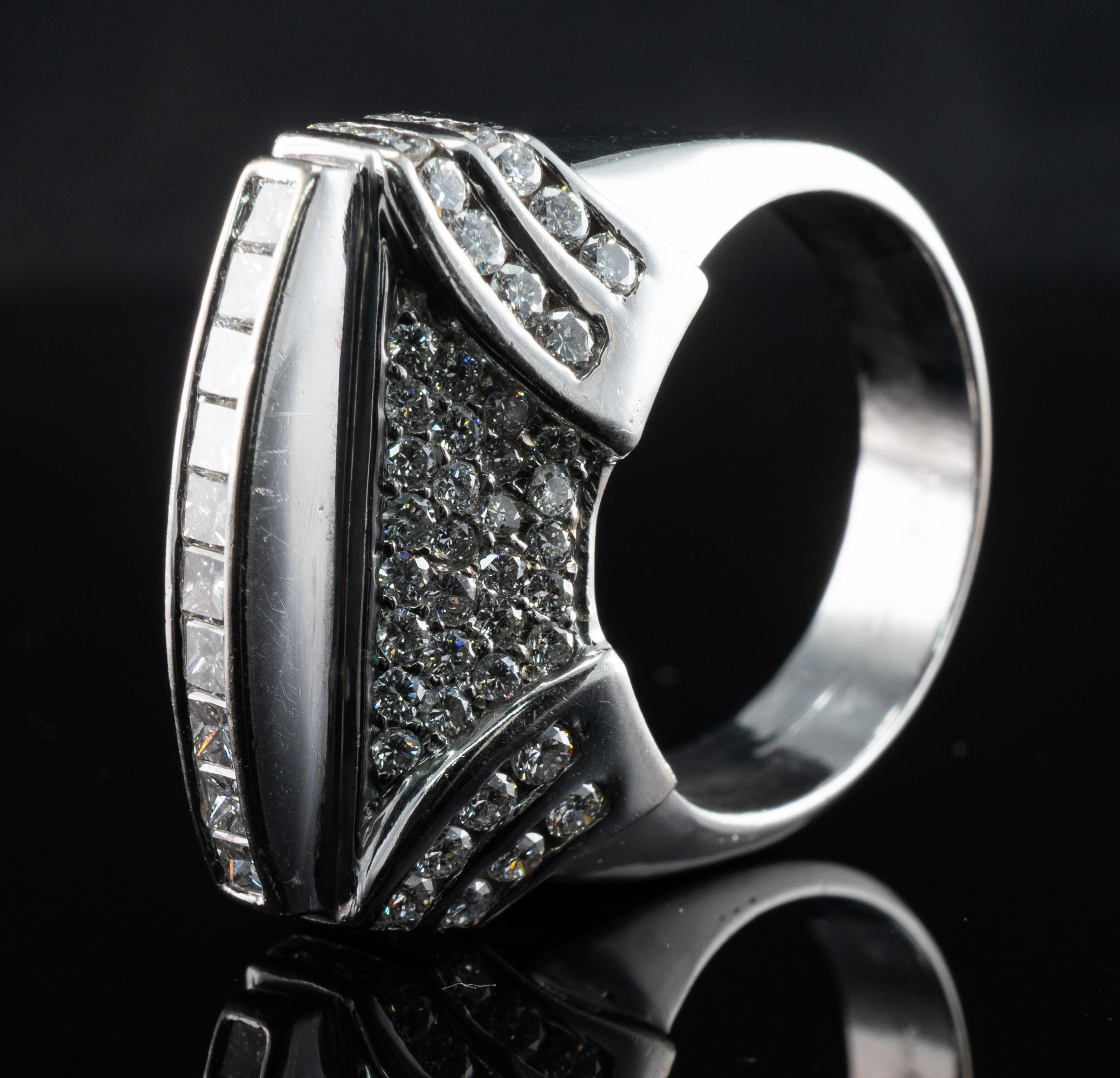 Diamond Ring 18K White Gold Band High Setting 2.56 TDW For Sale 5