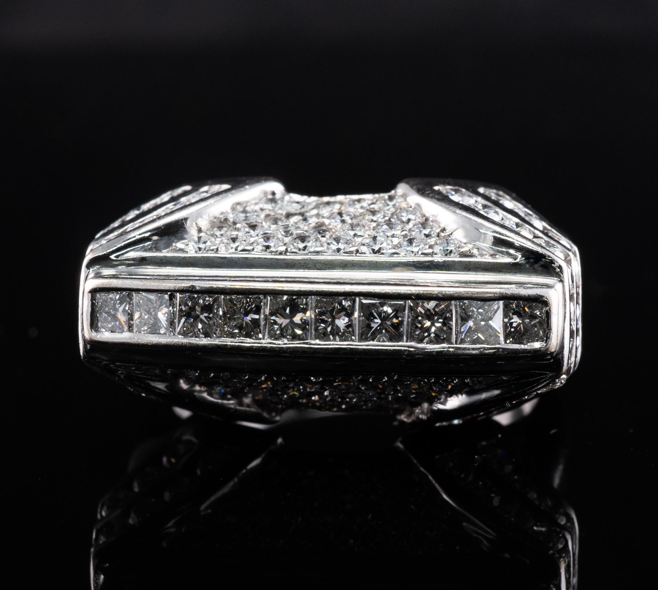 Diamond Ring 18K White Gold Band High Setting 2.56 TDW For Sale 7
