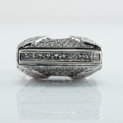 Diamond Ring 18K White Gold Band High Setting 2.56 TDW