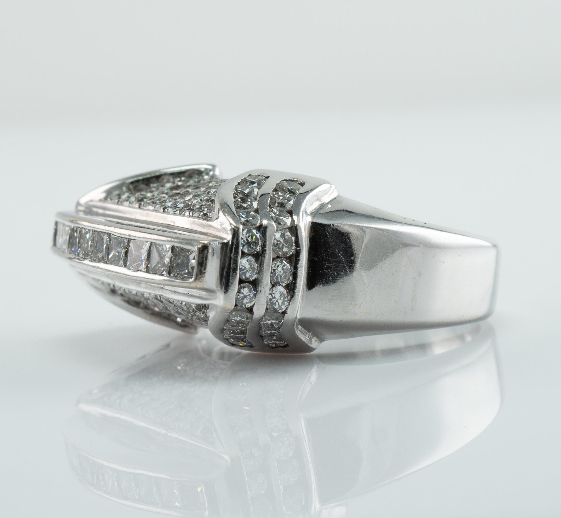 Women's Diamond Ring 18K White Gold Band High Setting 2.56 TDW For Sale