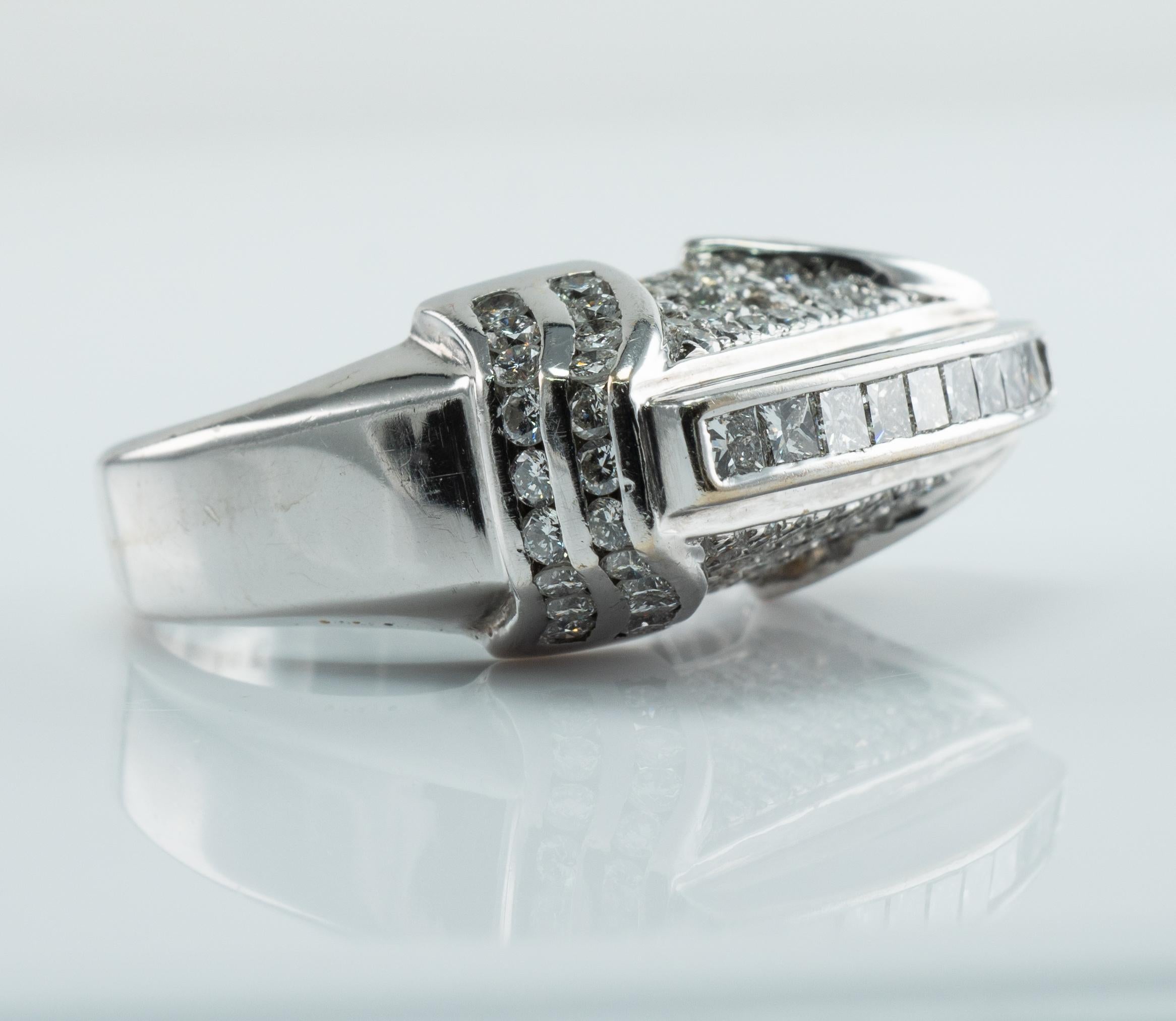 Diamond Ring 18K White Gold Band High Setting 2.56 TDW For Sale 2