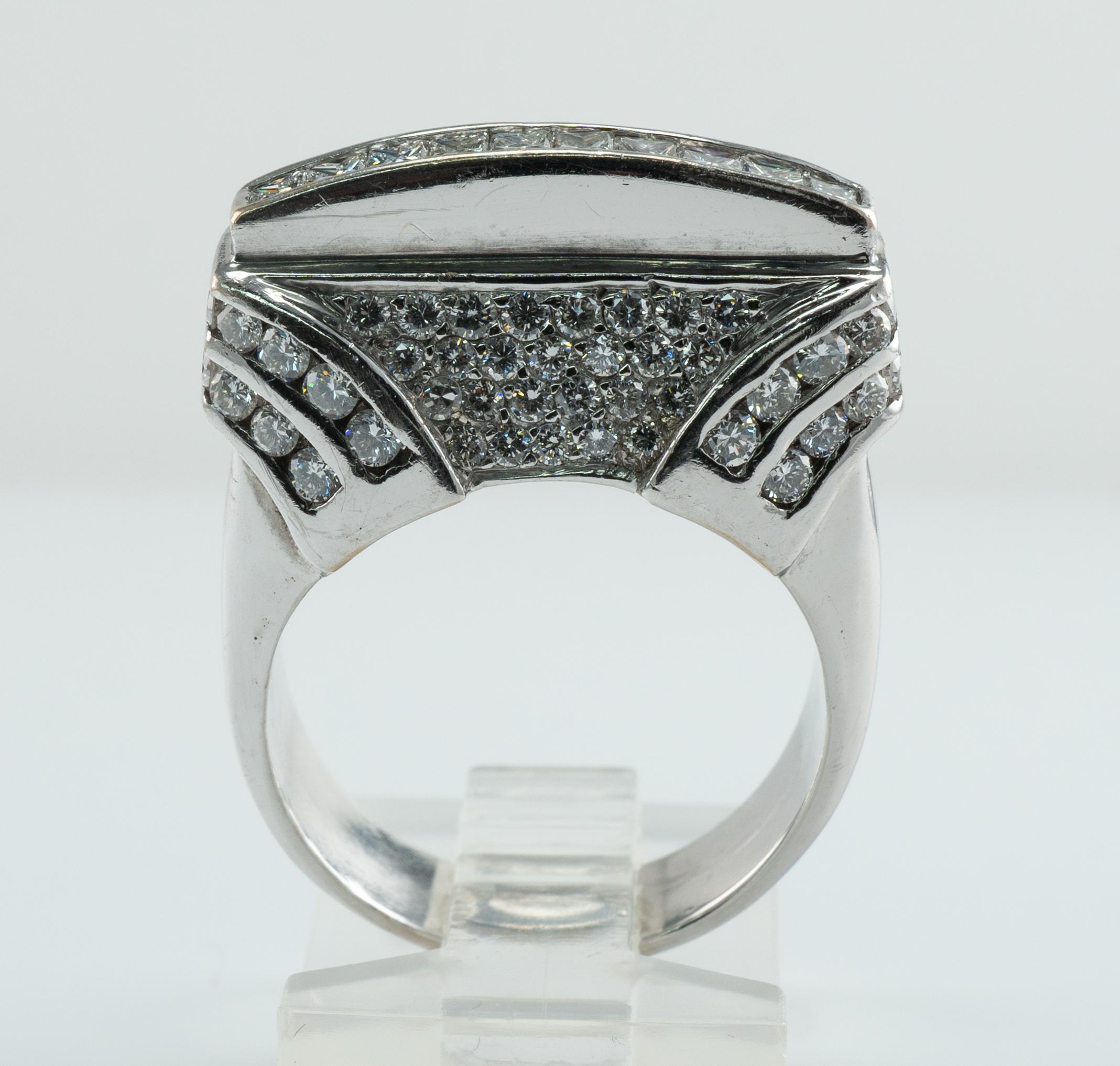 Diamond Ring 18K White Gold Band High Setting 2.56 TDW For Sale 3