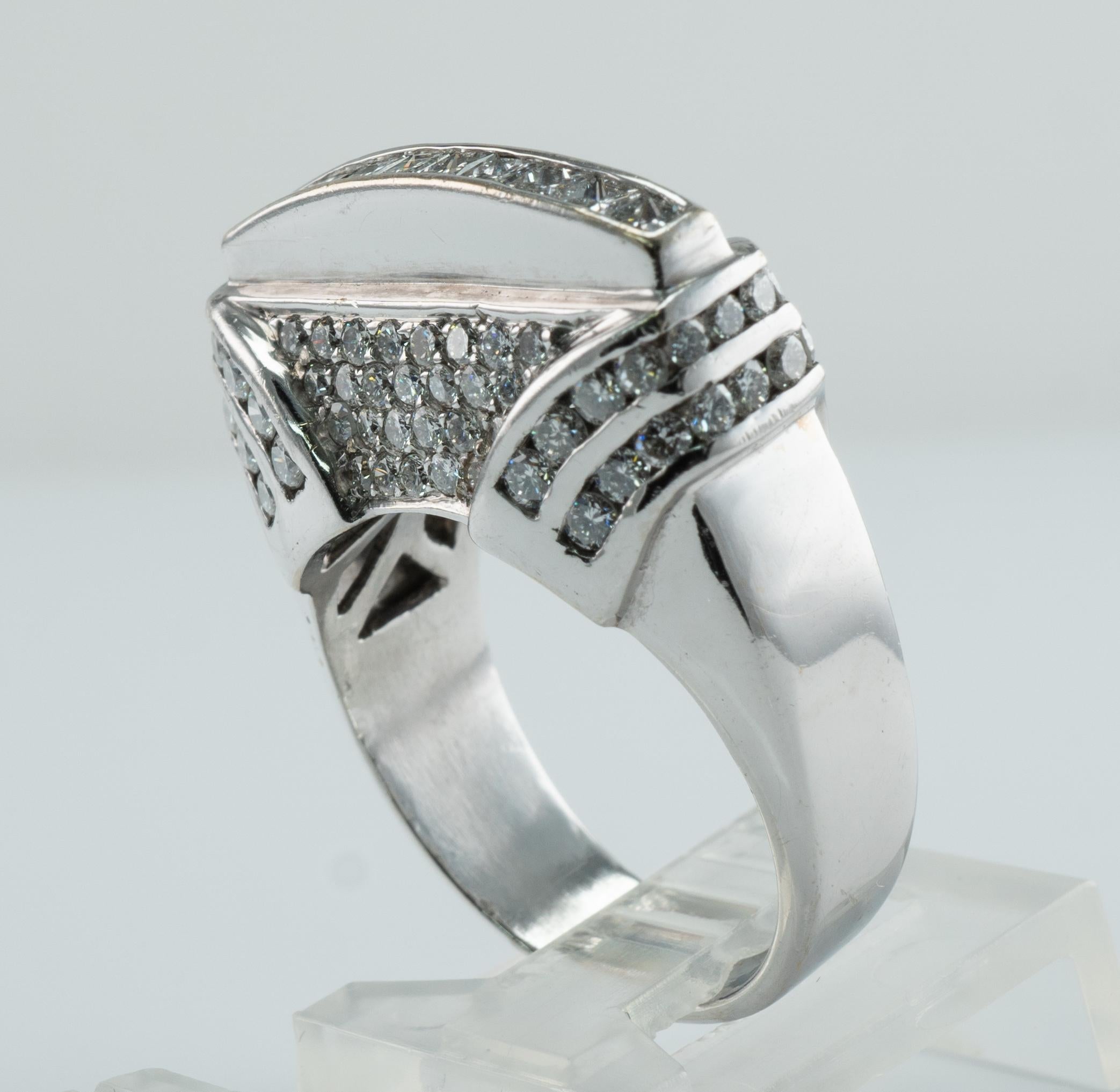 Diamond Ring 18K White Gold Band High Setting 2.56 TDW For Sale 4