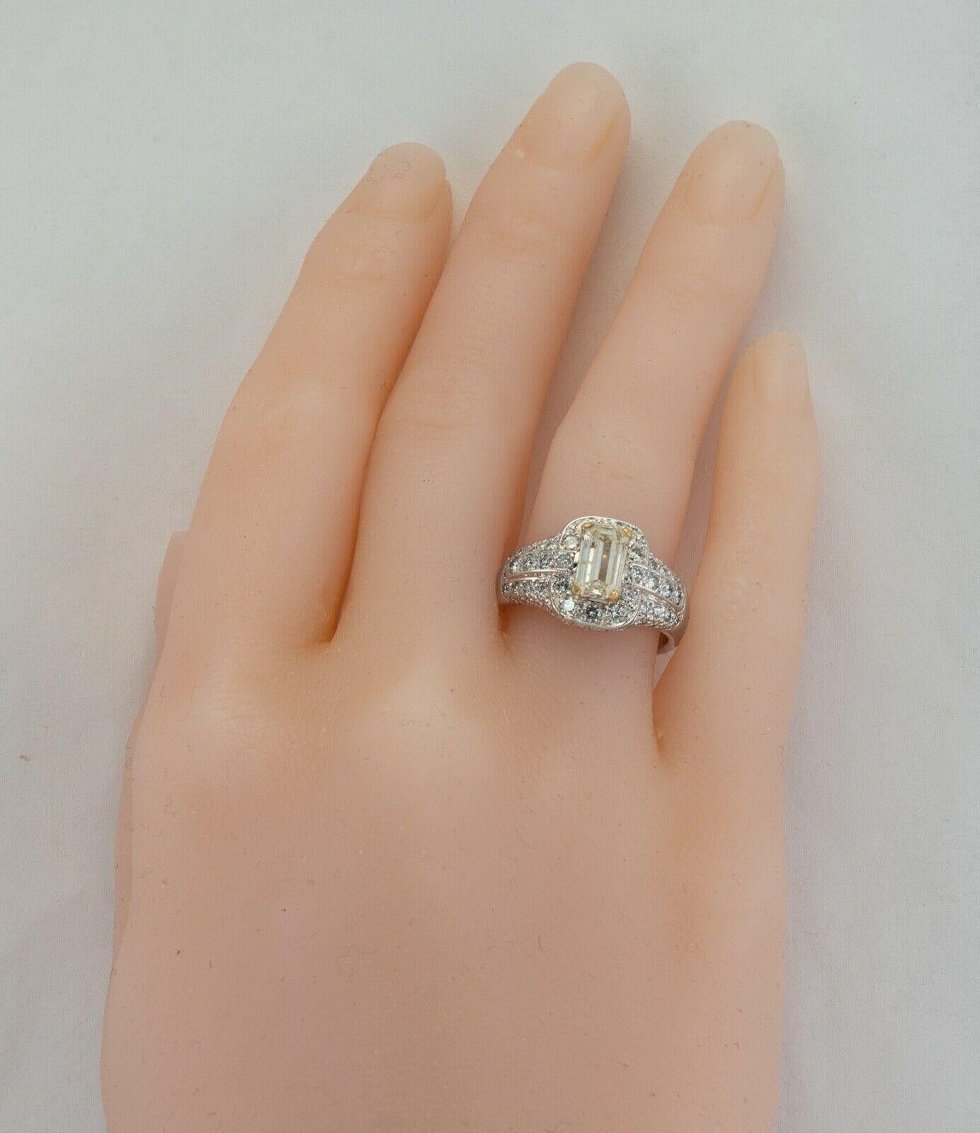 Diamond Ring 18K White Gold Band Vintage Estate 3.10 TDW Engagement For Sale 5