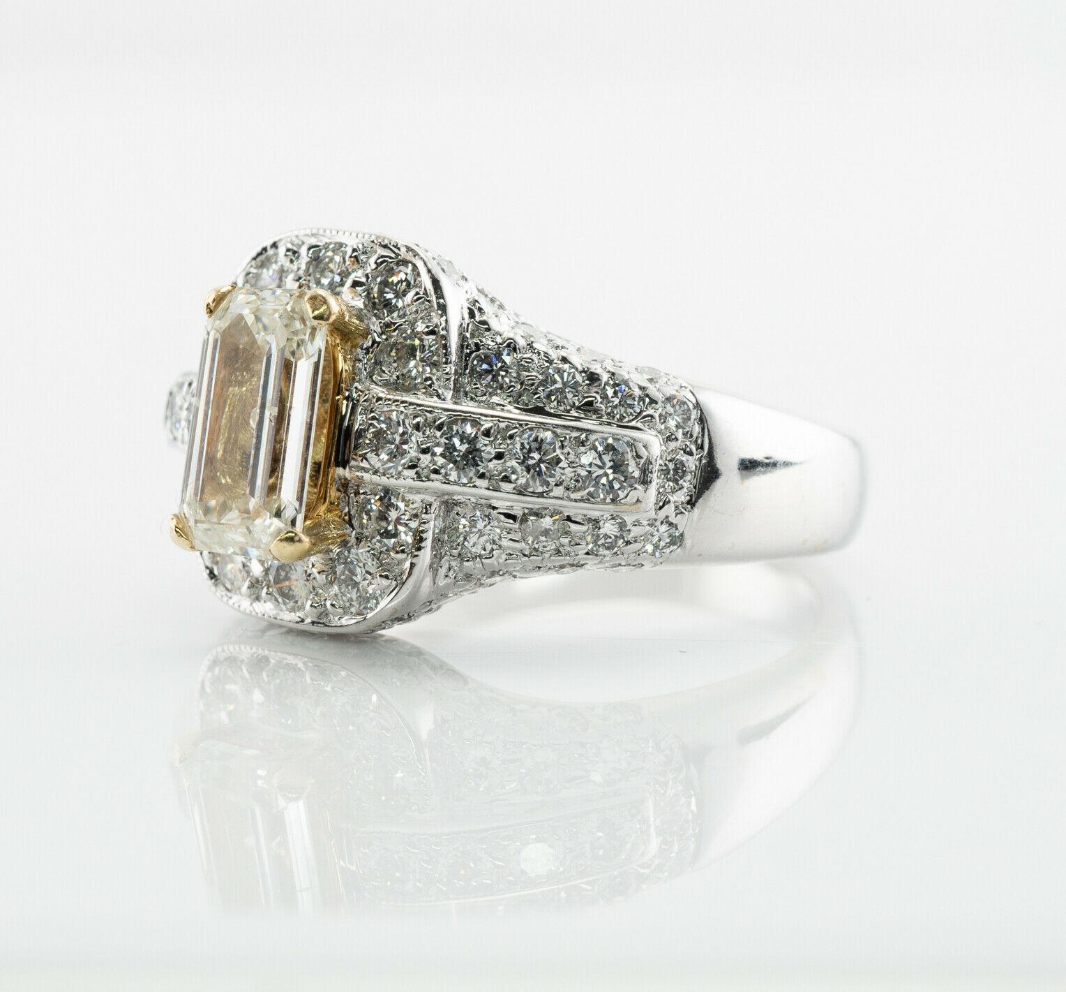 Diamond Ring 18K White Gold Band Vintage Estate 3.10 TDW Engagement For Sale 1