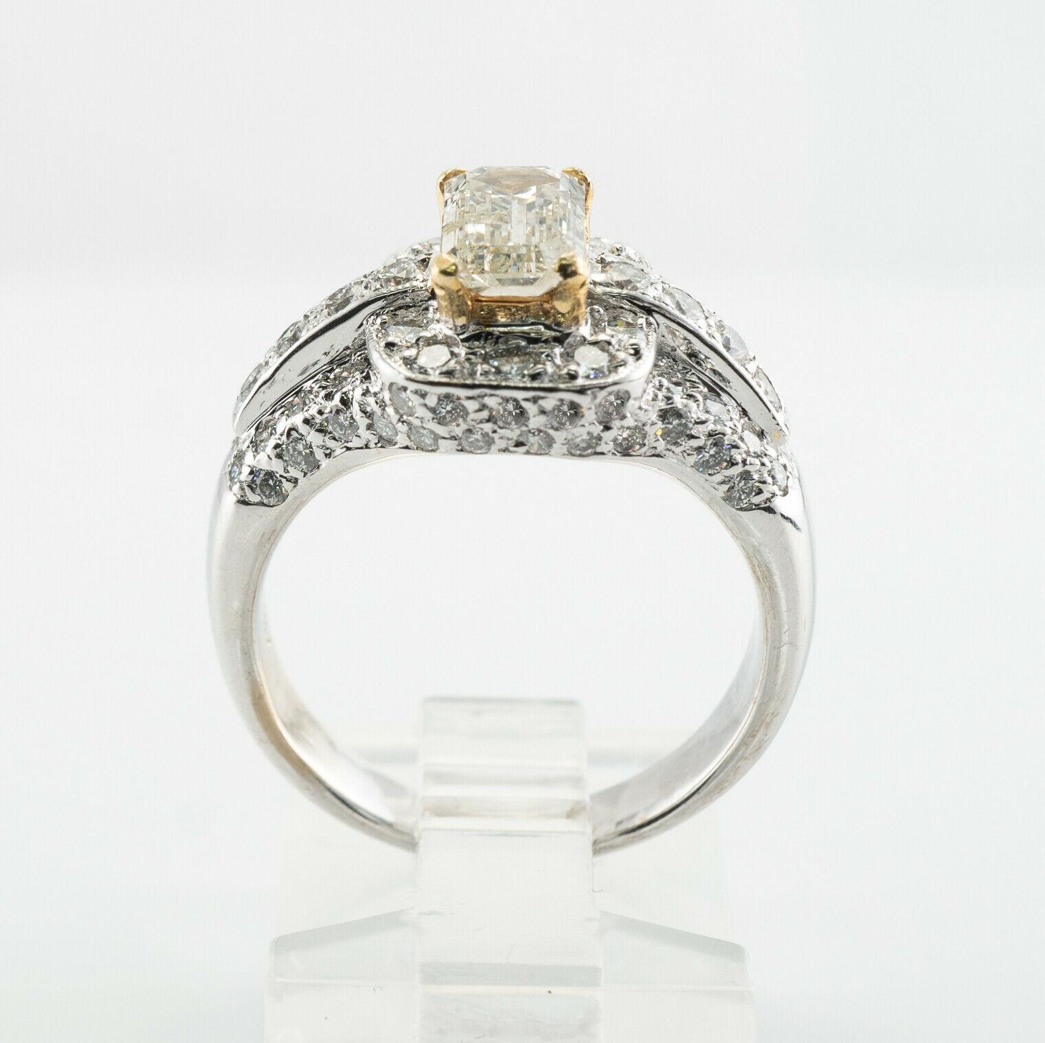 Diamond Ring 18K White Gold Band Vintage Estate 3.10 TDW Engagement For Sale 2