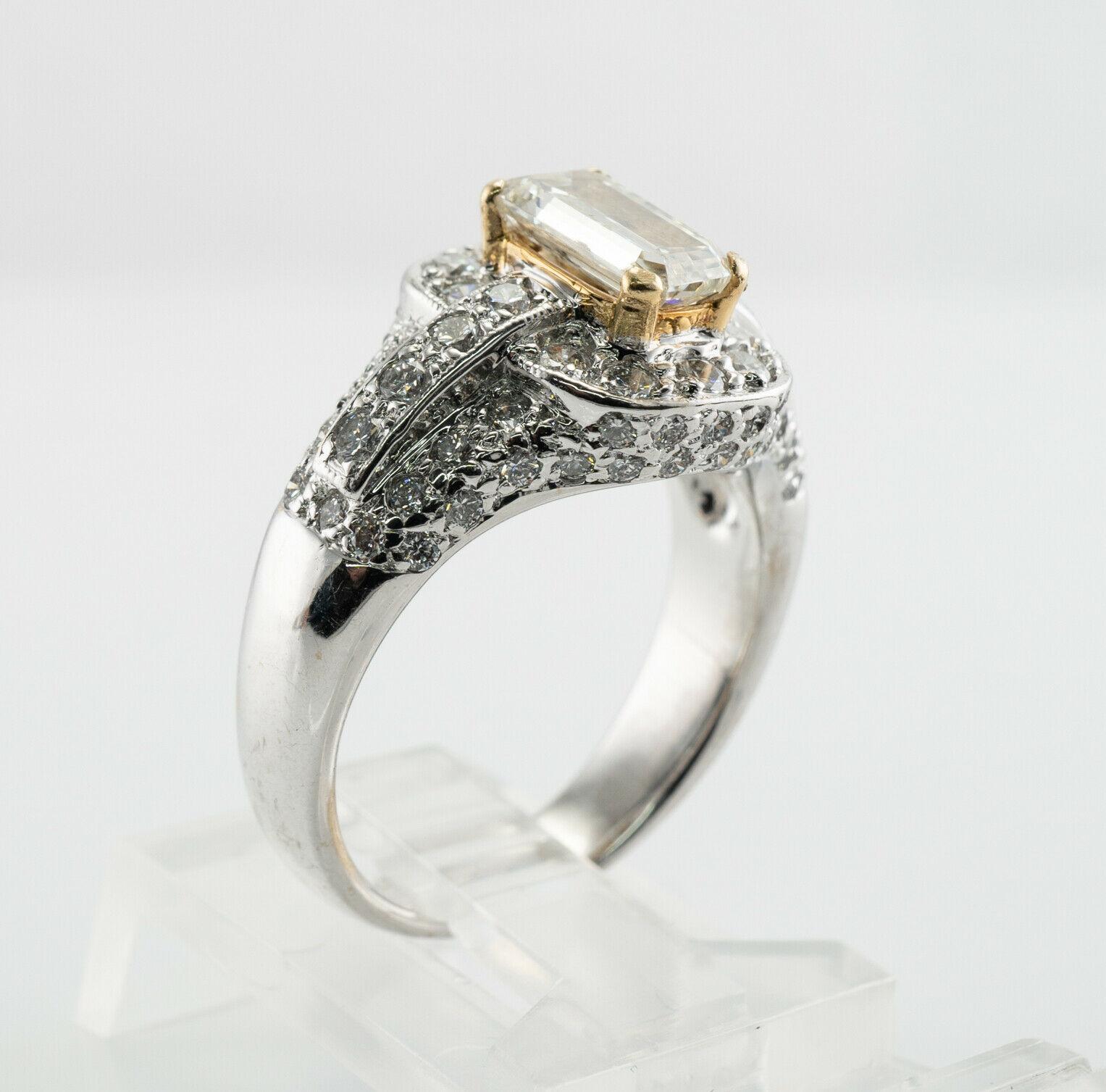 Diamond Ring 18K White Gold Band Vintage Estate 3.10 TDW Engagement For Sale 3