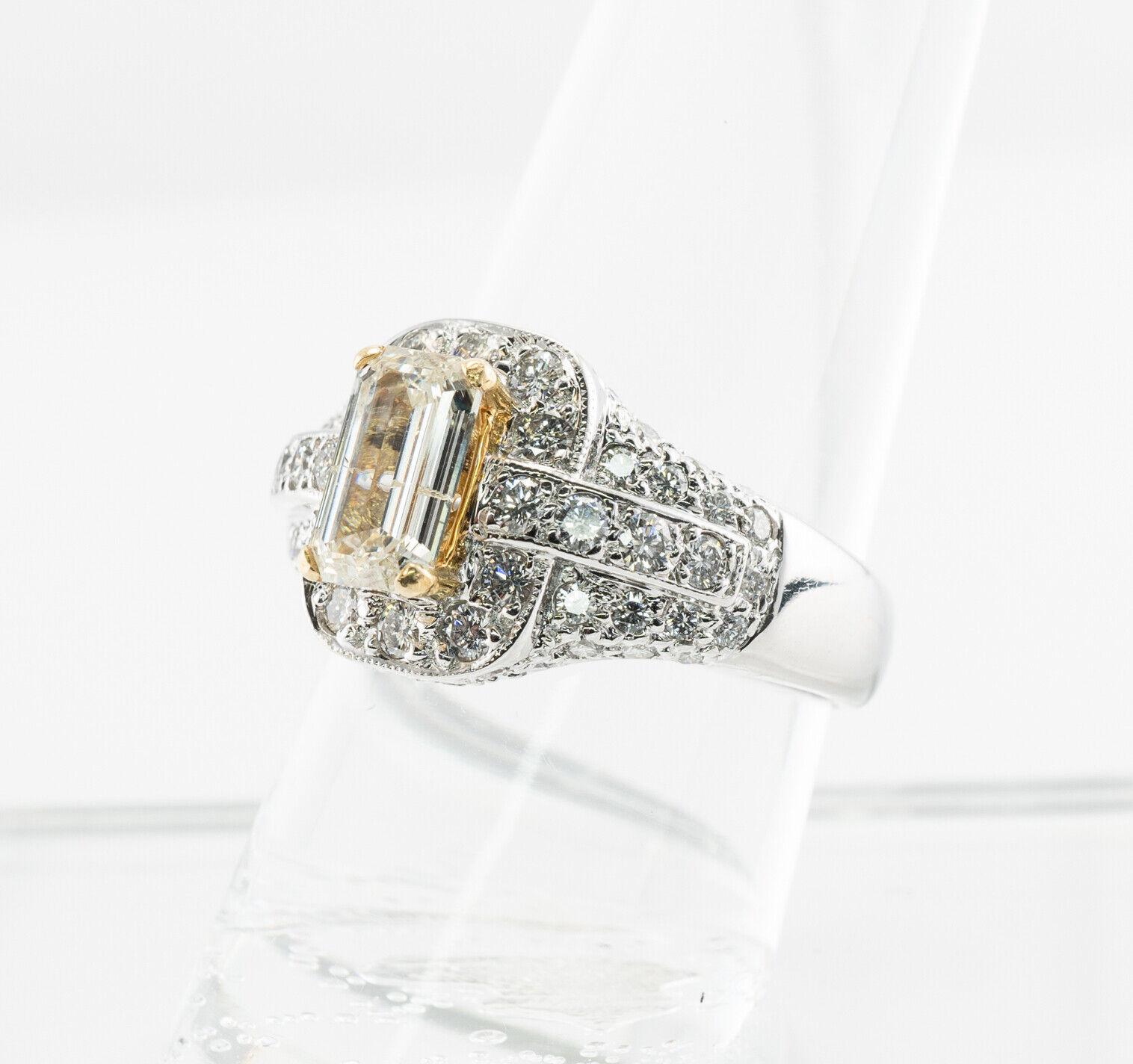 Diamond Ring 18K White Gold Band Vintage Estate 3.10 TDW Engagement For Sale 4