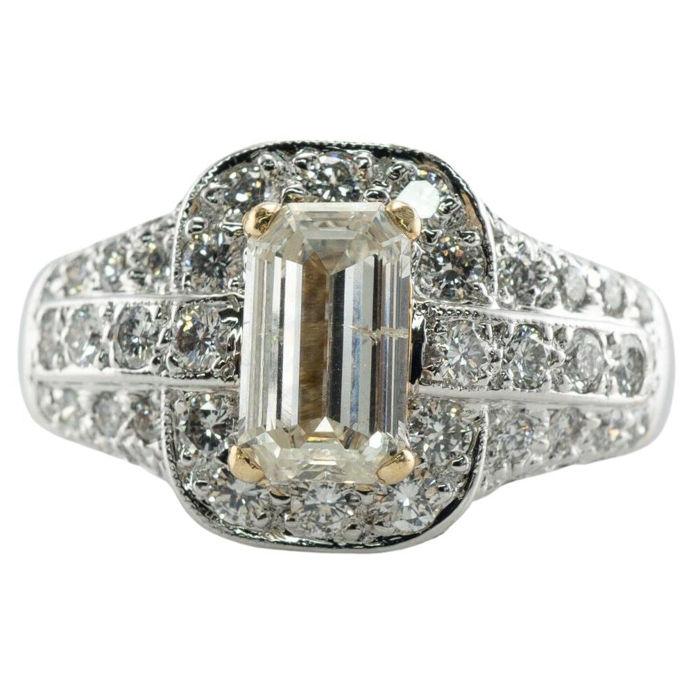 Diamond Ring 18K White Gold Band Vintage Estate 3.10 TDW Engagement