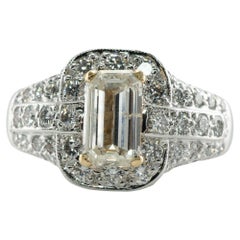 Bague de fiançailles vintage en or blanc 18 carats avec diamants 3,10 TDW