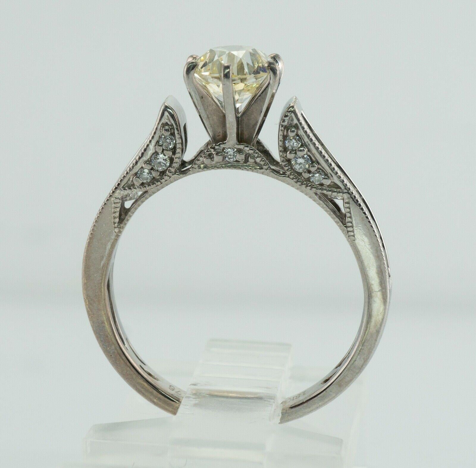 Diamond Ring 18K White Gold Engagement Old European Cut 2.05 TDW For Sale 7