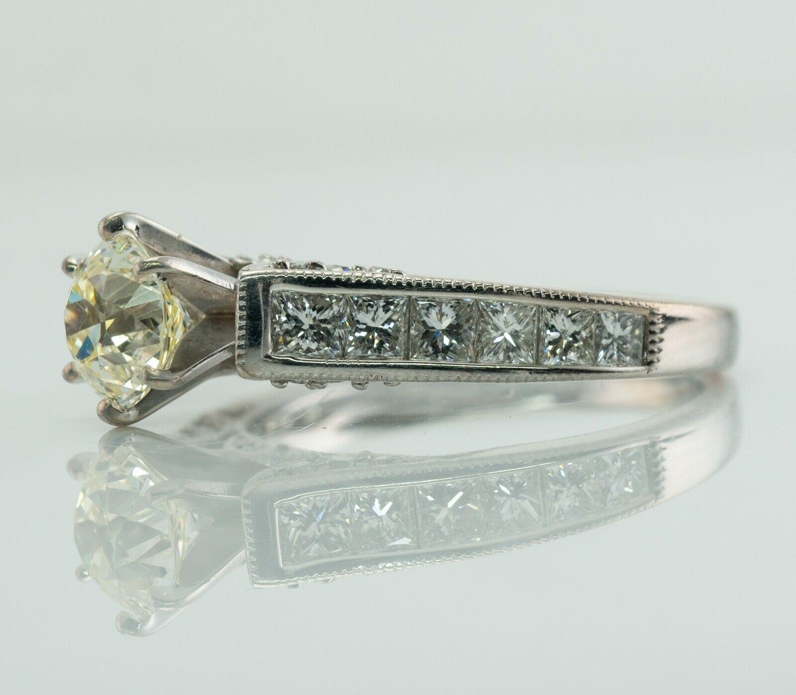 Diamond Ring 18K White Gold Engagement Old European Cut 2.05 TDW For Sale 1