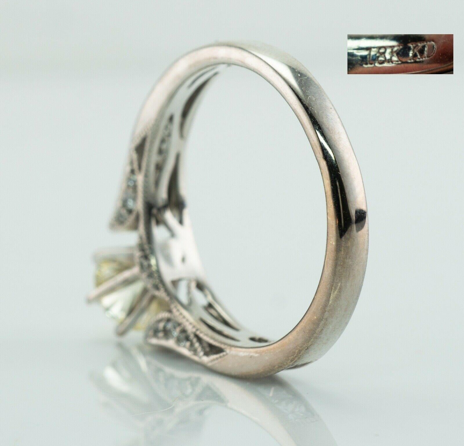 Diamond Ring 18K White Gold Engagement Old European Cut 2.05 TDW For Sale 3