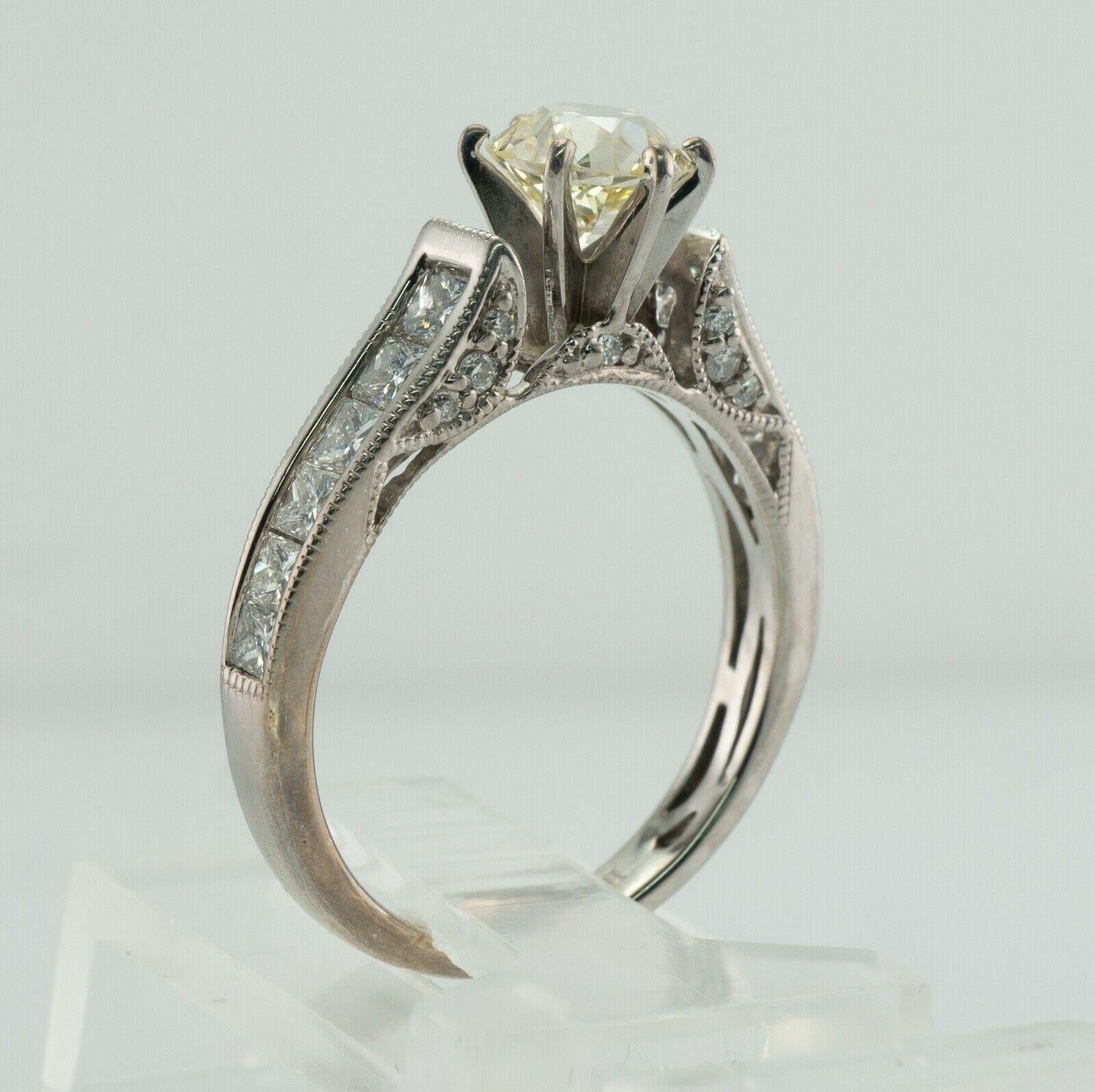 Diamond Ring 18K White Gold Engagement Old European Cut 2.05 TDW For Sale 5