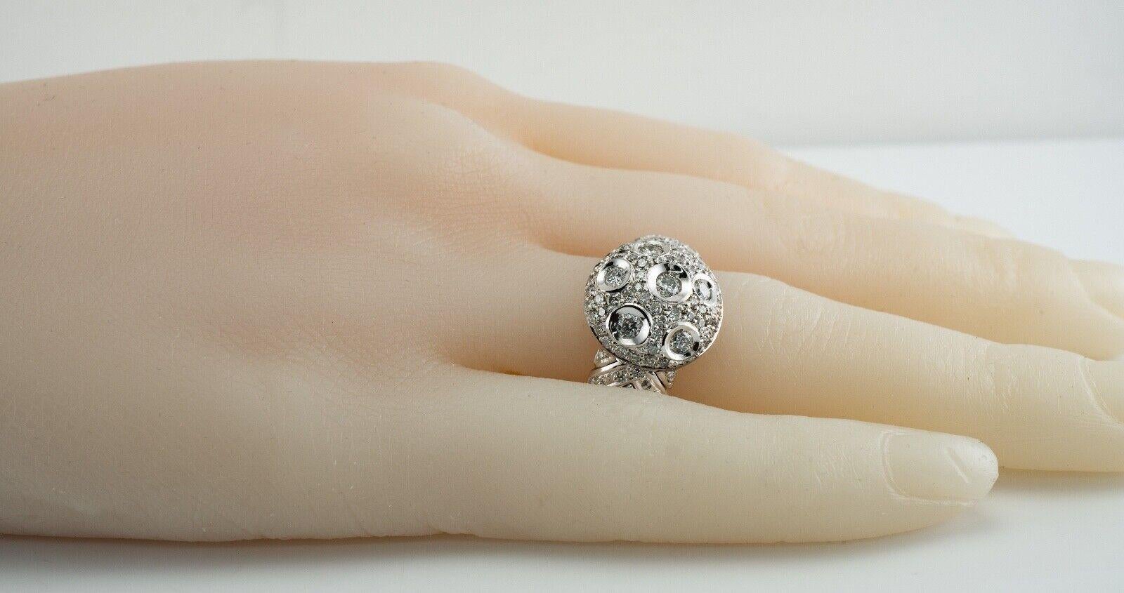 Diamond Ring 18K White Yellow Gold Band 1.25 TDW Moon in vendita 5