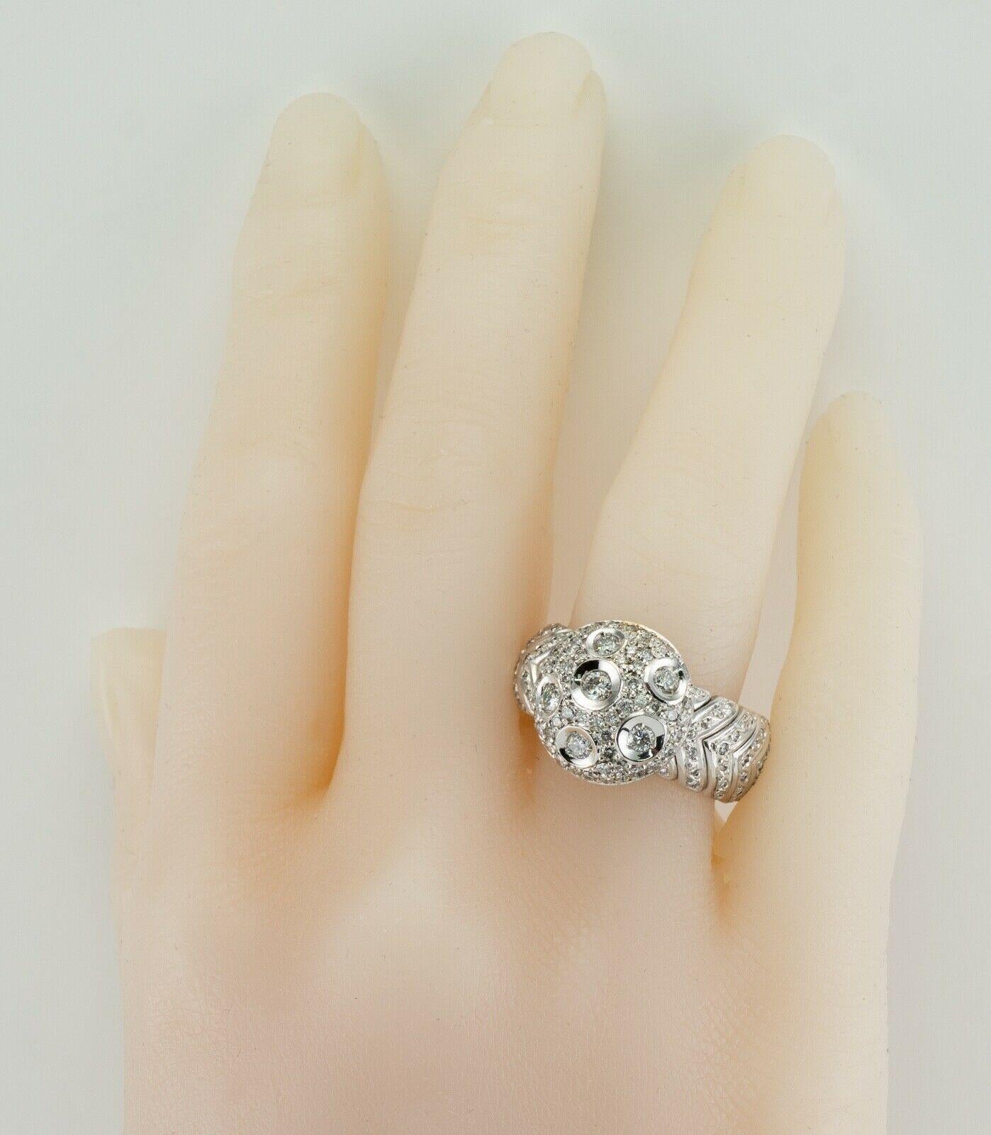 Diamond Ring 18K White Yellow Gold Band 1.25 TDW Moon in vendita 7