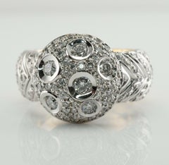 Diamond Ring 18K White Yellow Gold Band 1.25 TDW Moon