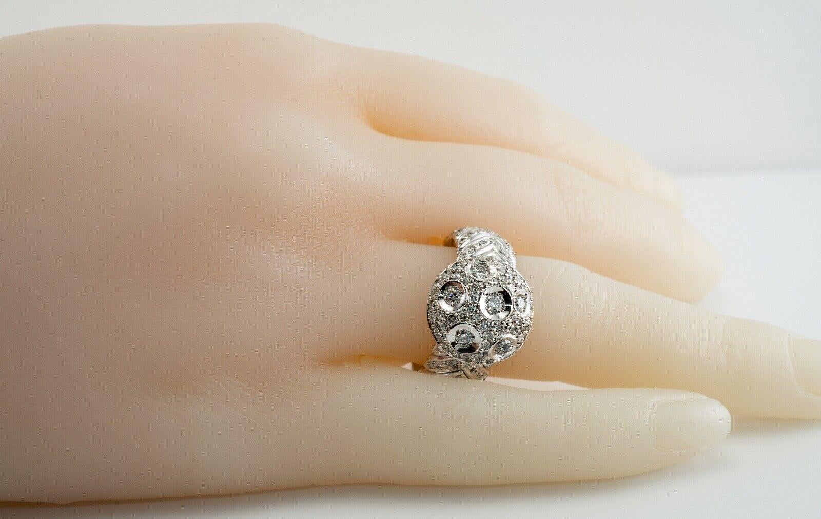 Taglio rotondo Diamond Ring 18K White Yellow Gold Band 1.25 TDW Moon in vendita