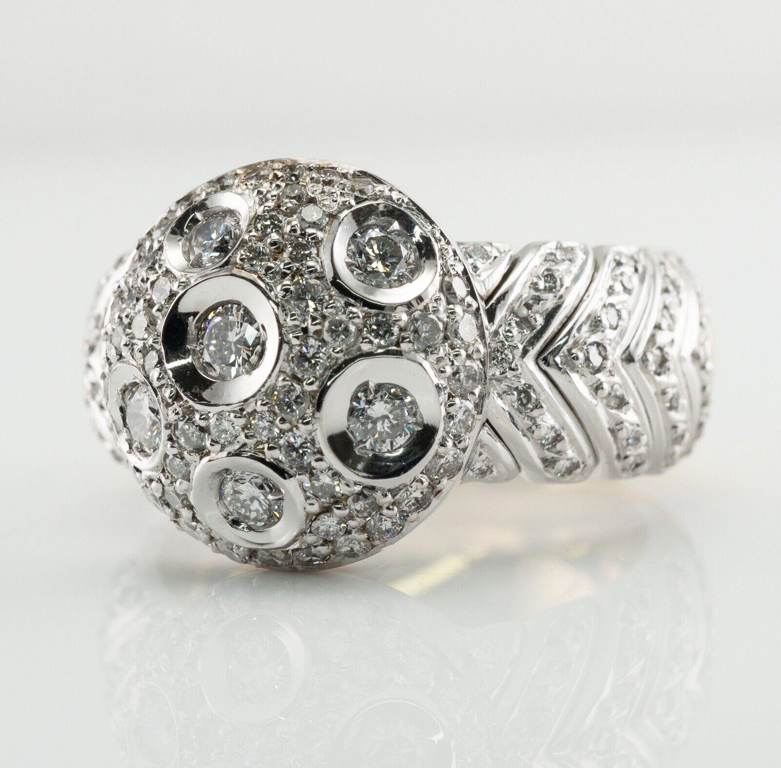 Diamond Ring 18K White Yellow Gold Band 1.25 TDW Moon In condizioni buone in vendita a East Brunswick, NJ