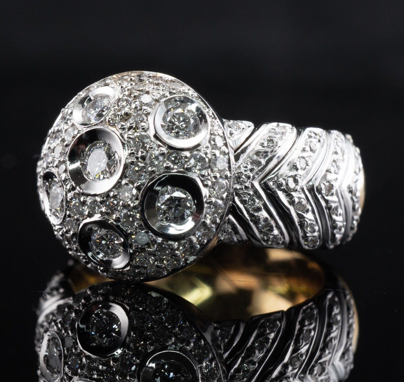 Diamond Ring 18K White Yellow Gold Band 1.25 TDW Moon in vendita 1