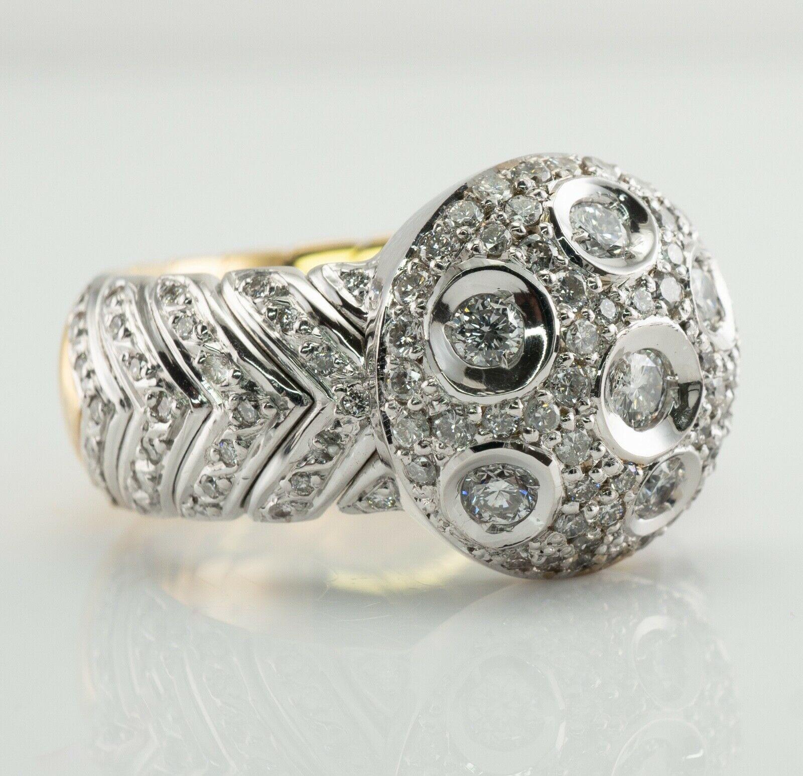 Diamond Ring 18K White Yellow Gold Band 1.25 TDW Moon in vendita 2
