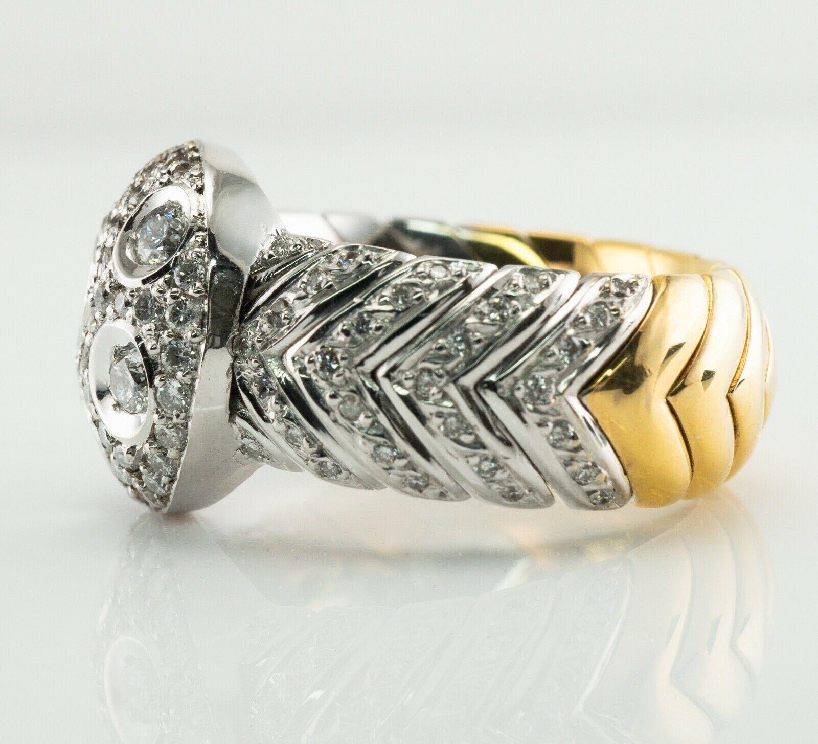 Diamond Ring 18K White Yellow Gold Band 1.25 TDW Moon in vendita 4