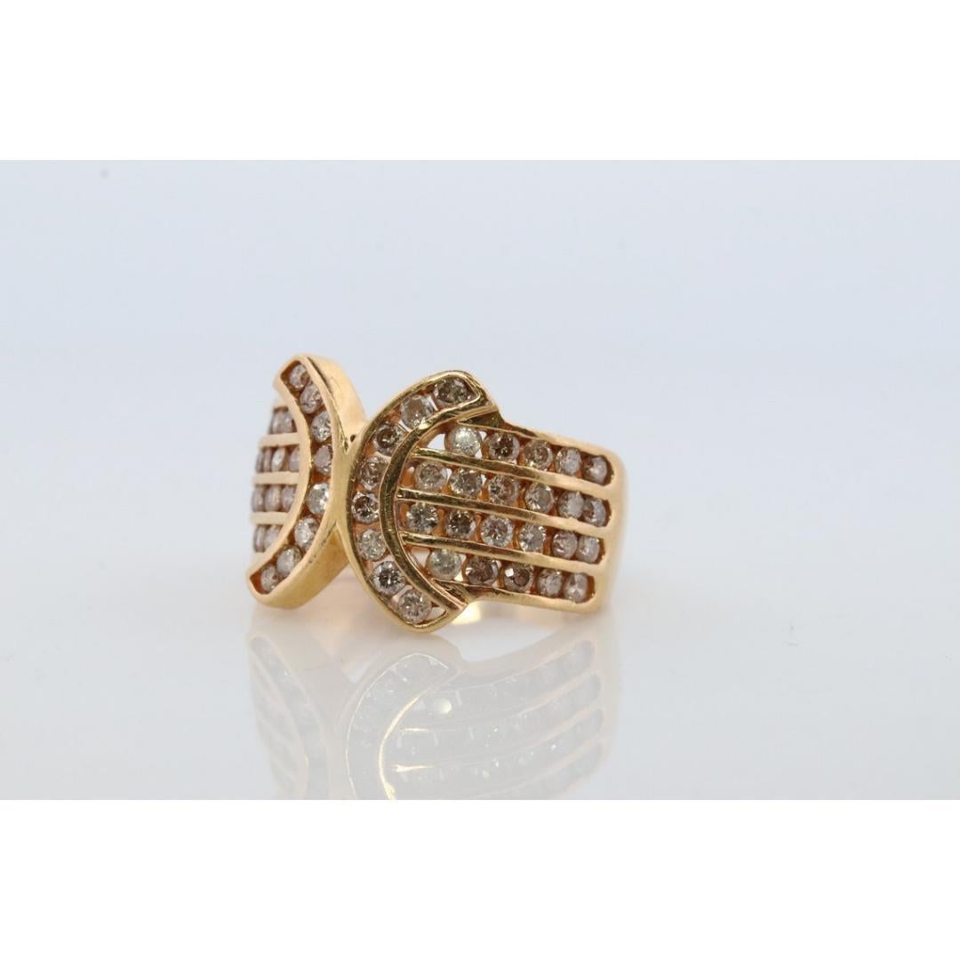 Diamond Ring. 18k Yellow Gold 1CTW Diamond Ring. Double C X Crossover Channel For Sale 1