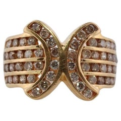 Diamond Ring. 18k Yellow Gold 1CTW Diamond Ring. Double C X Crossover Channel