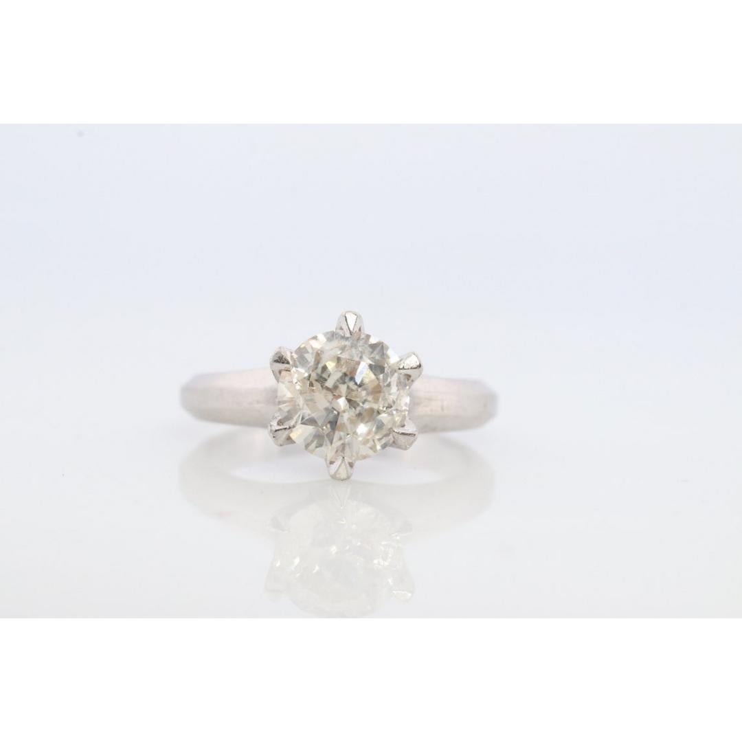 Diamantring. 1 Karat Diamant Solitär Platinring. PT850 Plat Großer Diamant (Rundschliff) im Angebot