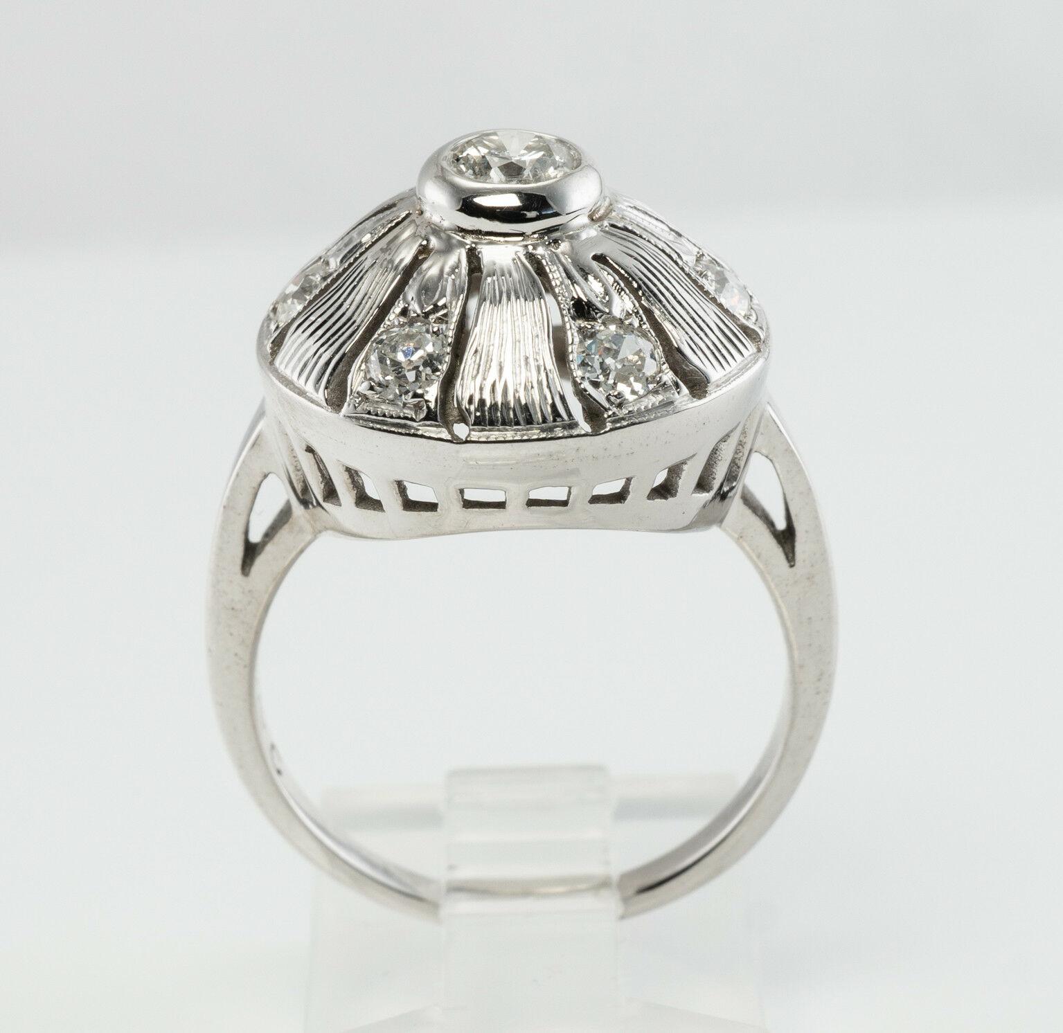 Diamond Ring .55 TDW 14K White Gold Floral Vintage For Sale 4