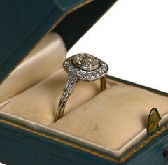 Cushion Cut Engagement Ring. 0.60ct Diamond Platinum Halo Ring Triple Wire H VS2