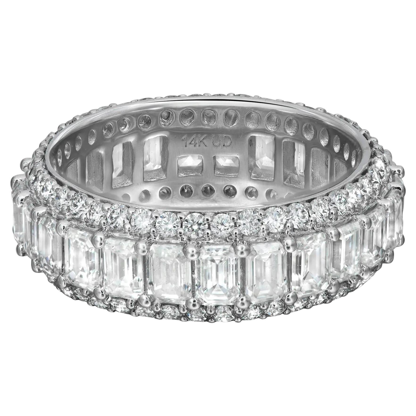 Diamond Ring Baguette & Round Cut In 14K White Gold 4.75Cttw