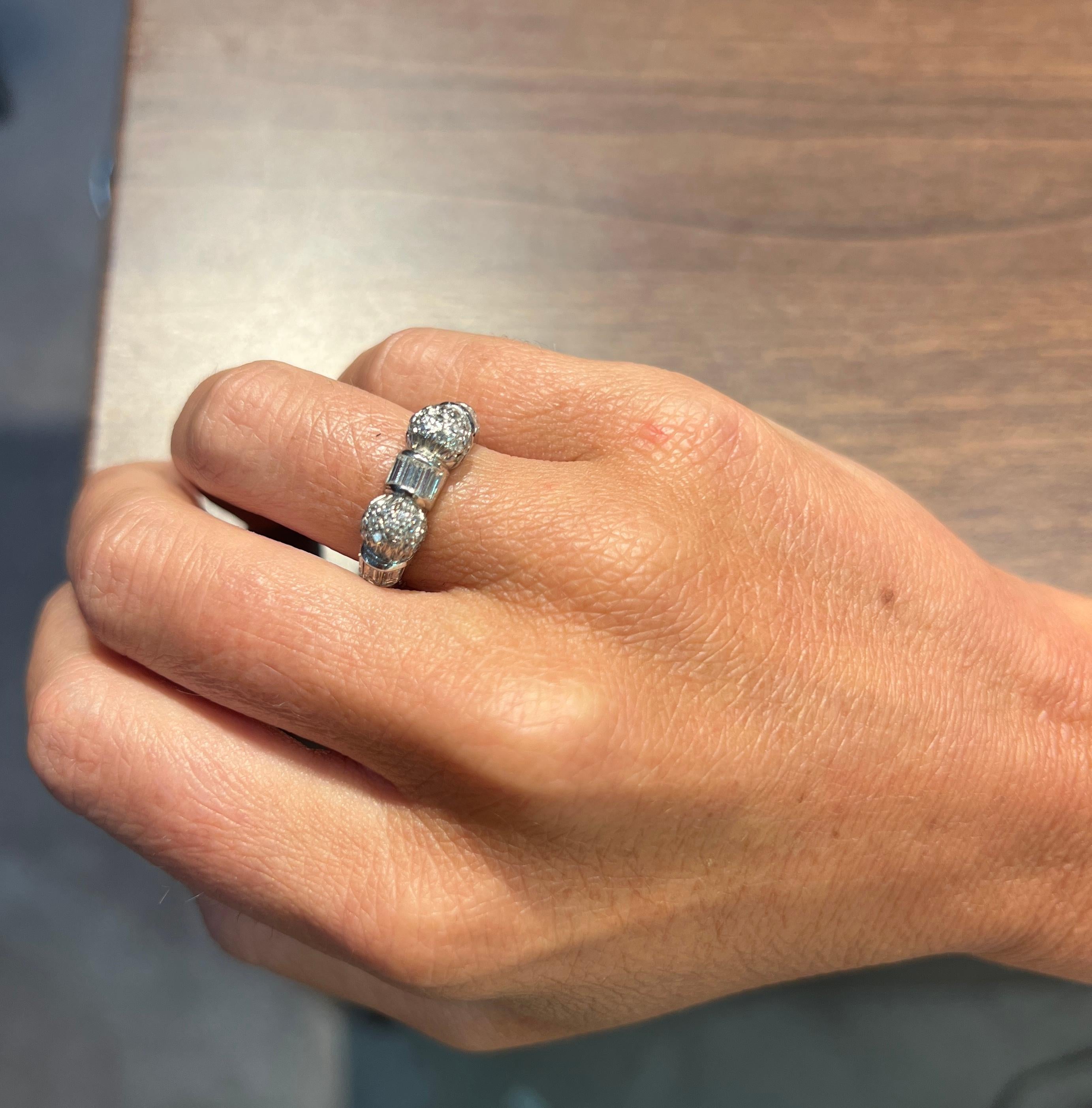 Diamond Ring Band

A ring band featuring baguette & round cut diamonds set in platinum.

Ring Size: 5.5 

Complimentary resizing

Gram Weight: 7.4 grams 