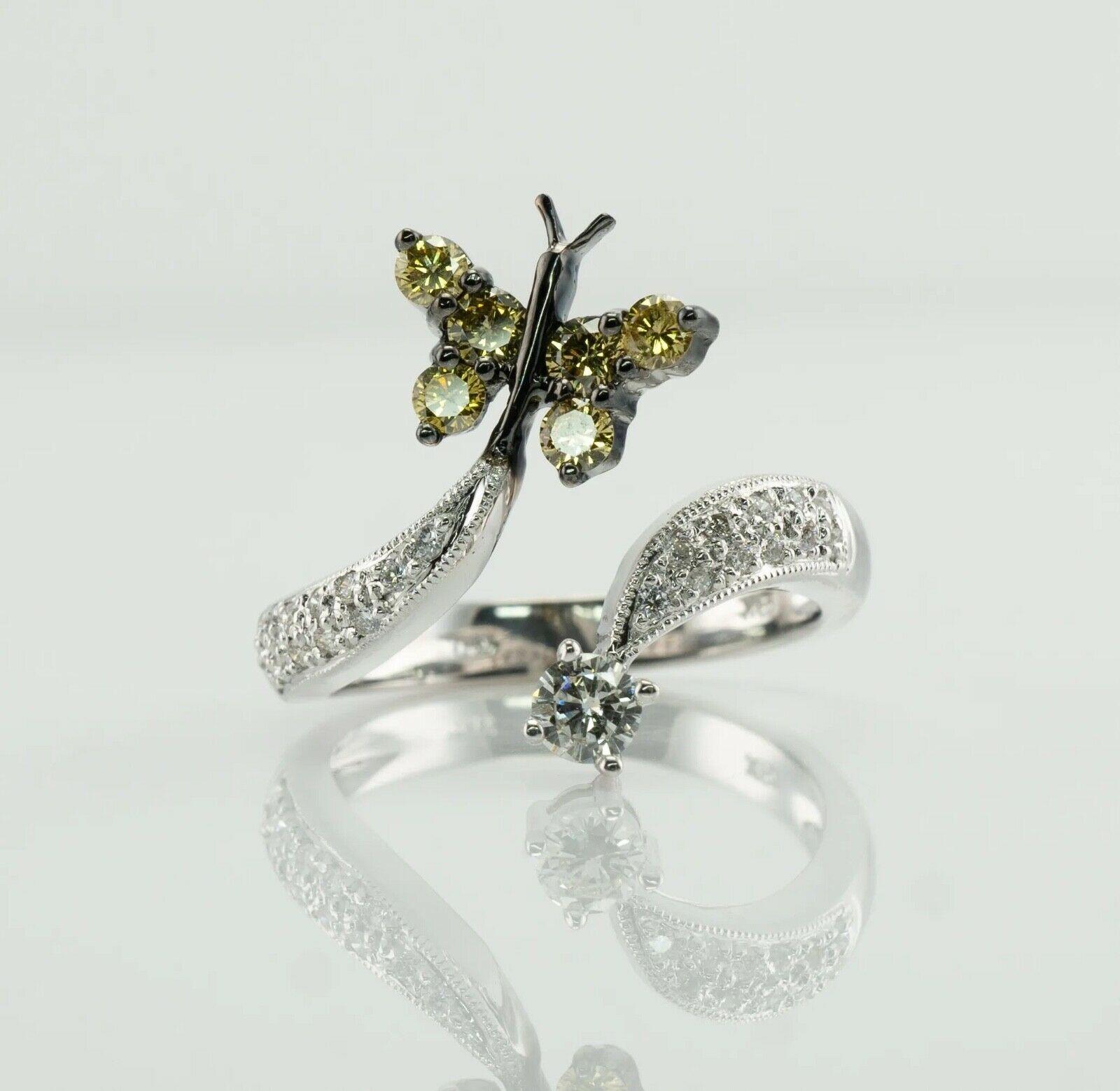 Diamond Ring Butterfly 18K White Gold Estate For Sale 1