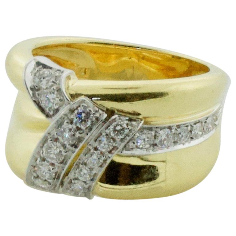 Diamond Ring by Damiani in 18 Karat Yellow Gold For Sale
