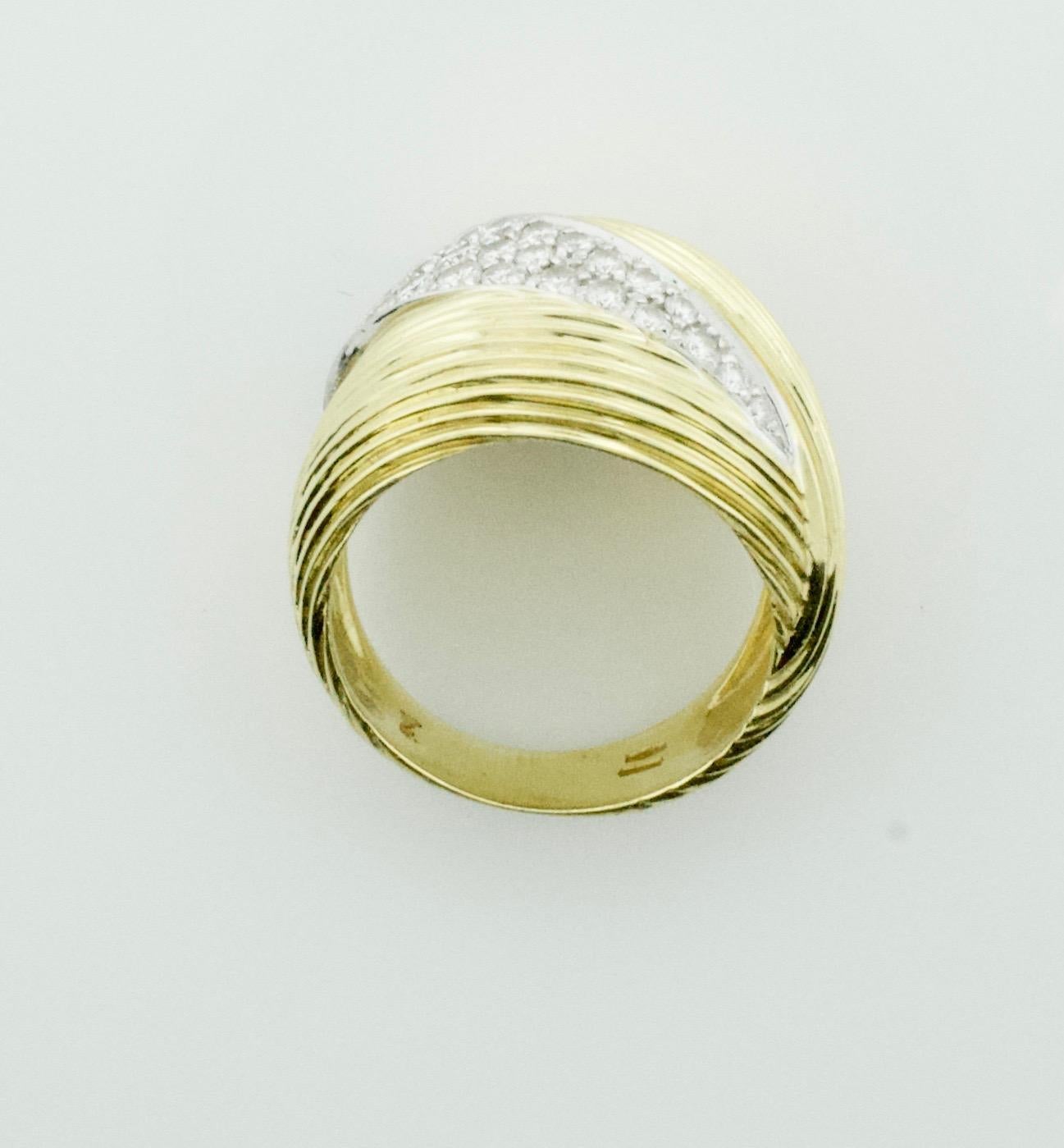 Diamond Ring by Damiani in 18 Karat Yellow Gold In Excellent Condition In Wailea, HI