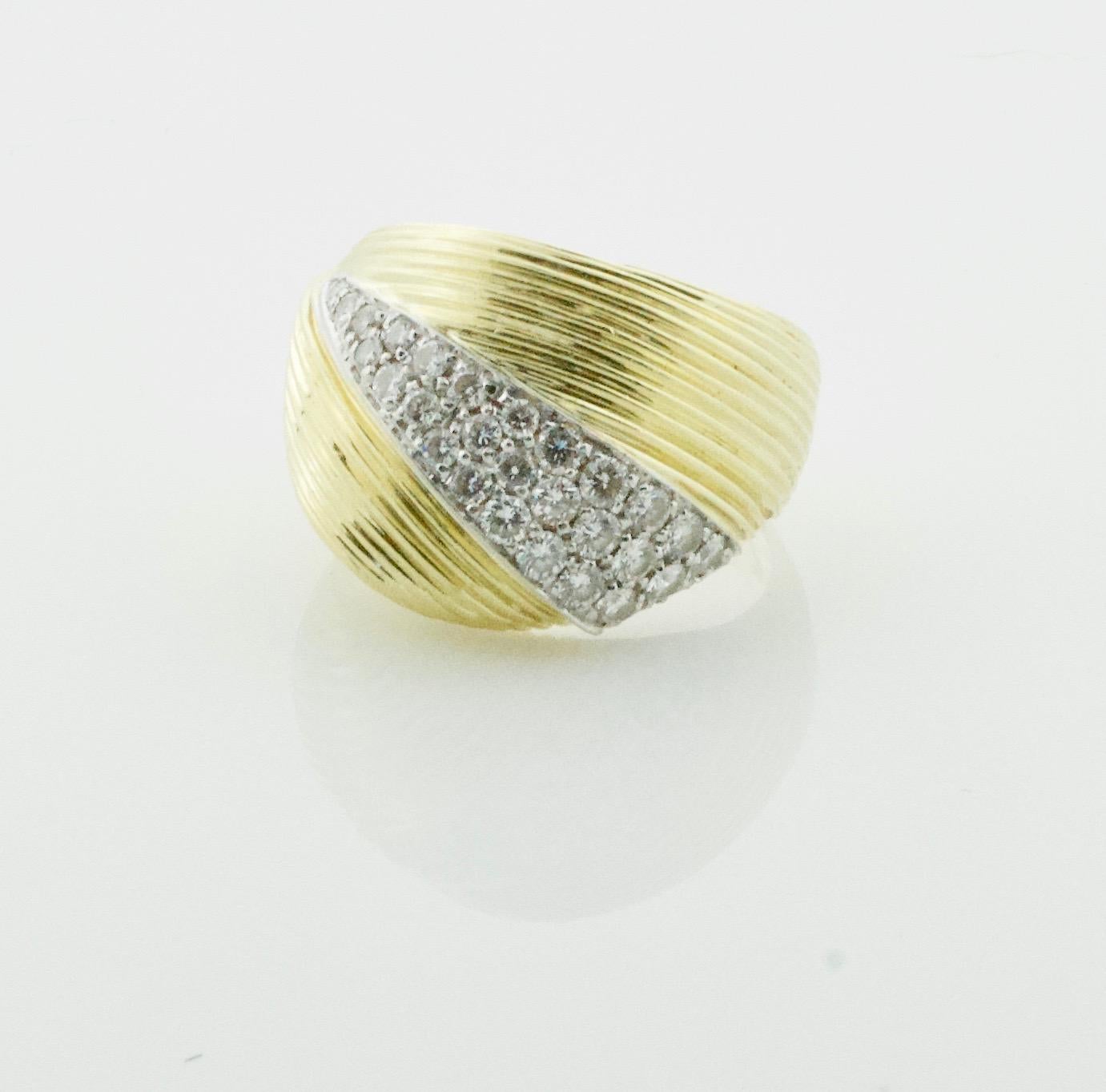 Women's or Men's Diamond Ring by Damiani in 18 Karat Yellow Gold