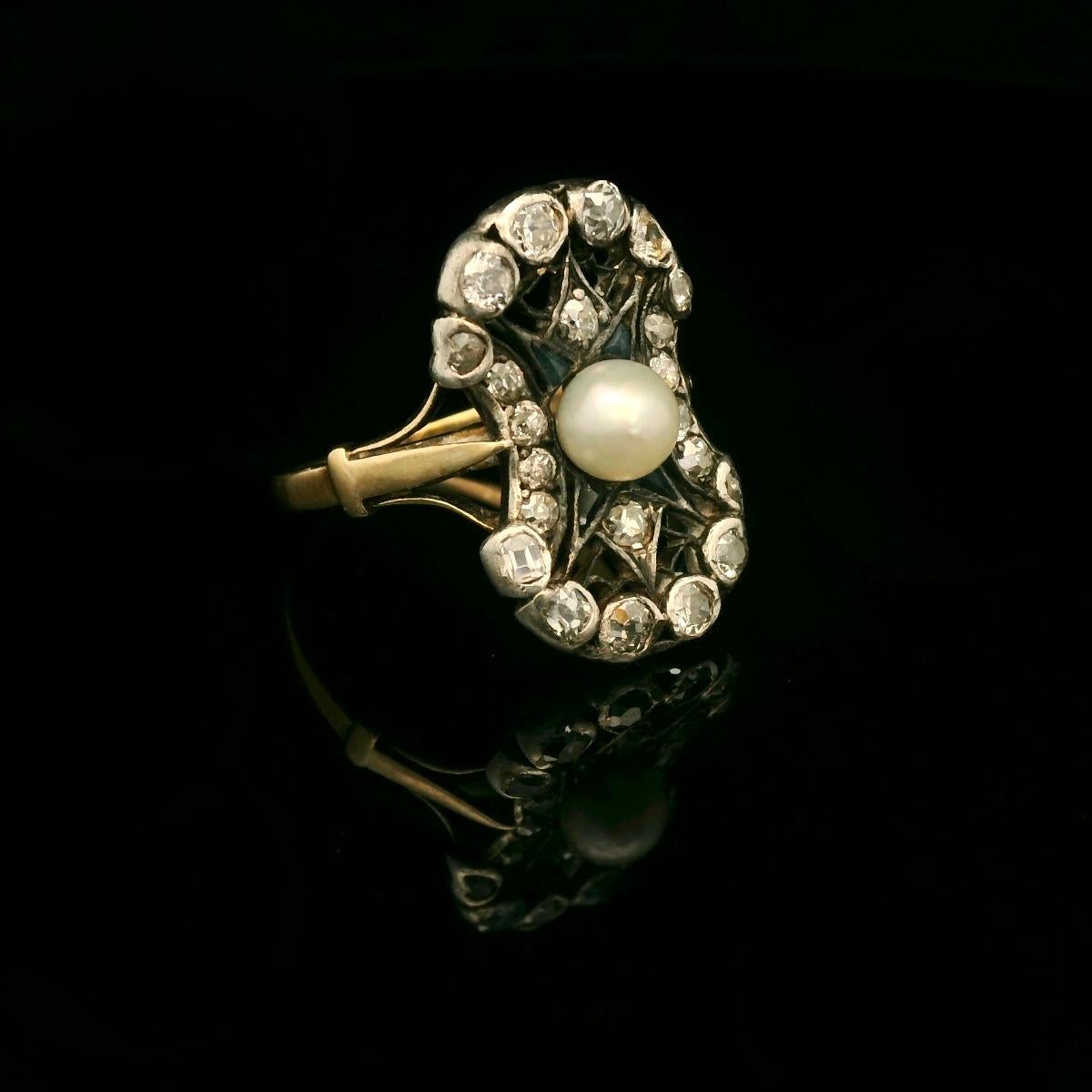 Taglio antico europeo Anello con diamante del 1890 circa