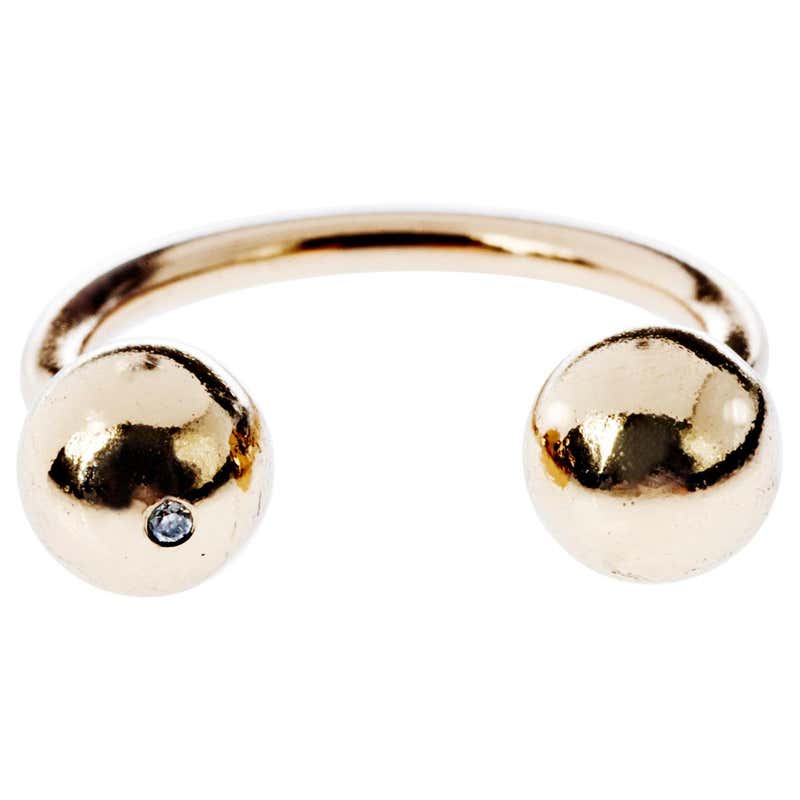 Diamond Gold Spinning Ball Ring For Sale at 1stDibs | gold ball rings ...