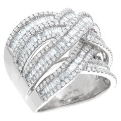 Diamond Ring Crossover Style '5.0 Carats' in 14k White Gold