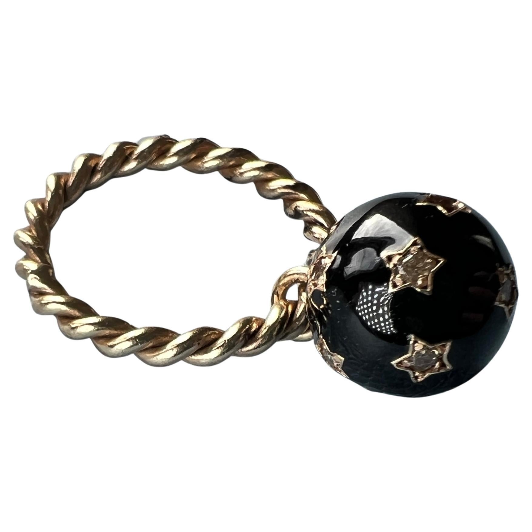 Victorian Diamond Ring Dangling Enamel For Sale
