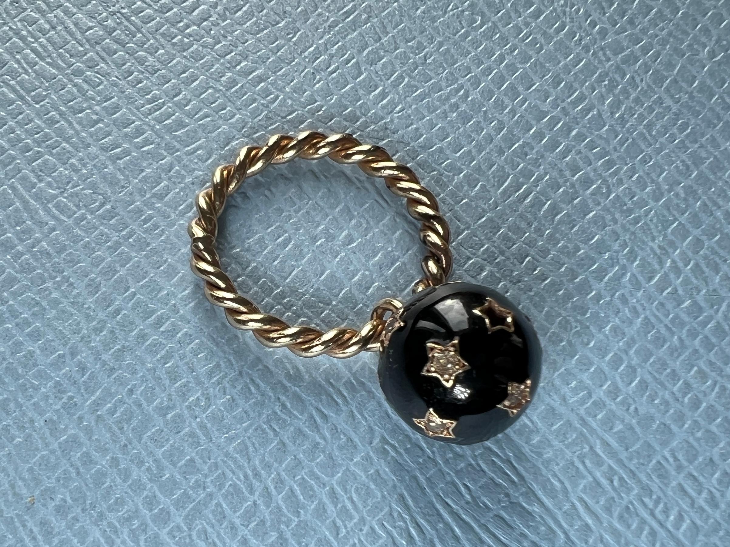 Women's Diamond Ring Dangling Enamel For Sale